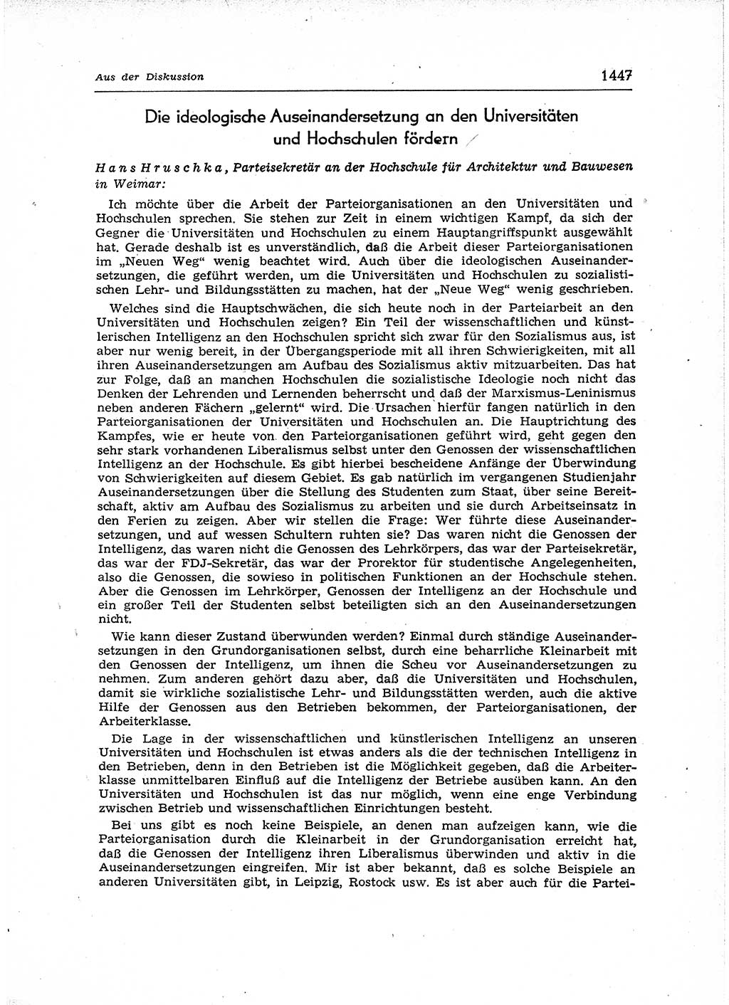 Neuer Weg (NW), Organ des Zentralkomitees (ZK) der SED (Sozialistische Einheitspartei Deutschlands) für Fragen des Parteiaufbaus und des Parteilebens, 12. Jahrgang [Deutsche Demokratische Republik (DDR)] 1957, Seite 1447 (NW ZK SED DDR 1957, S. 1447)
