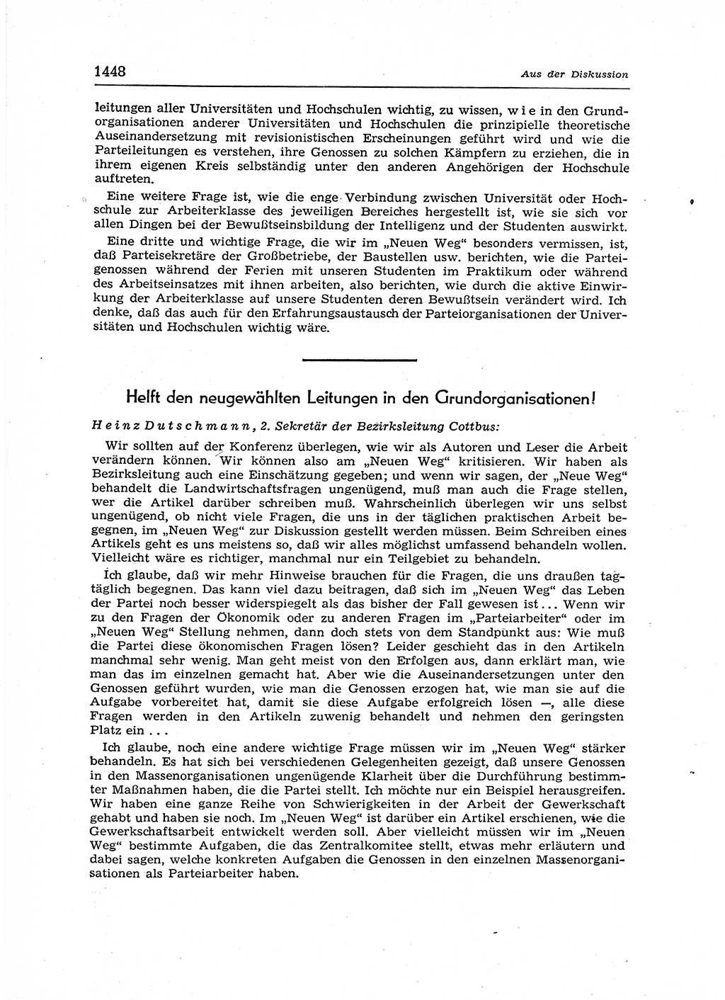 Neuer Weg (NW), Organ des Zentralkomitees (ZK) der SED (Sozialistische Einheitspartei Deutschlands) für Fragen des Parteiaufbaus und des Parteilebens, 12. Jahrgang [Deutsche Demokratische Republik (DDR)] 1957, Seite 1448 (NW ZK SED DDR 1957, S. 1448)