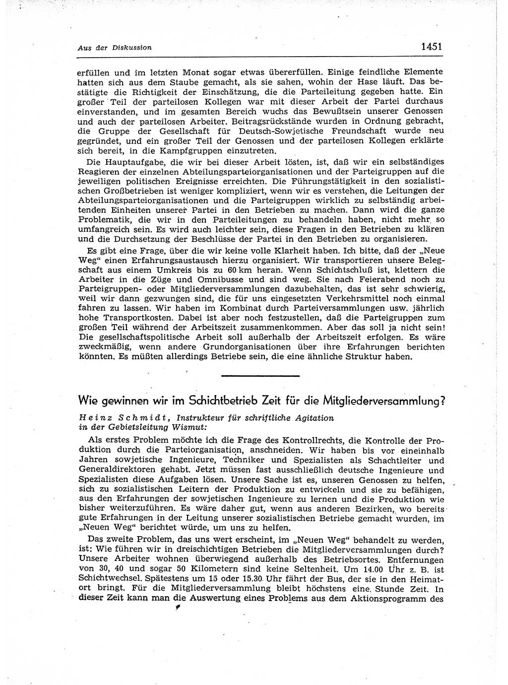 Neuer Weg (NW), Organ des Zentralkomitees (ZK) der SED (Sozialistische Einheitspartei Deutschlands) für Fragen des Parteiaufbaus und des Parteilebens, 12. Jahrgang [Deutsche Demokratische Republik (DDR)] 1957, Seite 1451 (NW ZK SED DDR 1957, S. 1451)