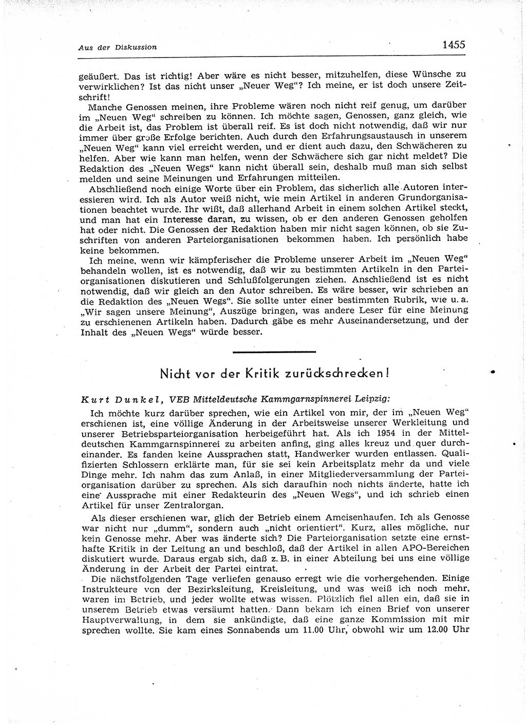 Neuer Weg (NW), Organ des Zentralkomitees (ZK) der SED (Sozialistische Einheitspartei Deutschlands) für Fragen des Parteiaufbaus und des Parteilebens, 12. Jahrgang [Deutsche Demokratische Republik (DDR)] 1957, Seite 1455 (NW ZK SED DDR 1957, S. 1455)