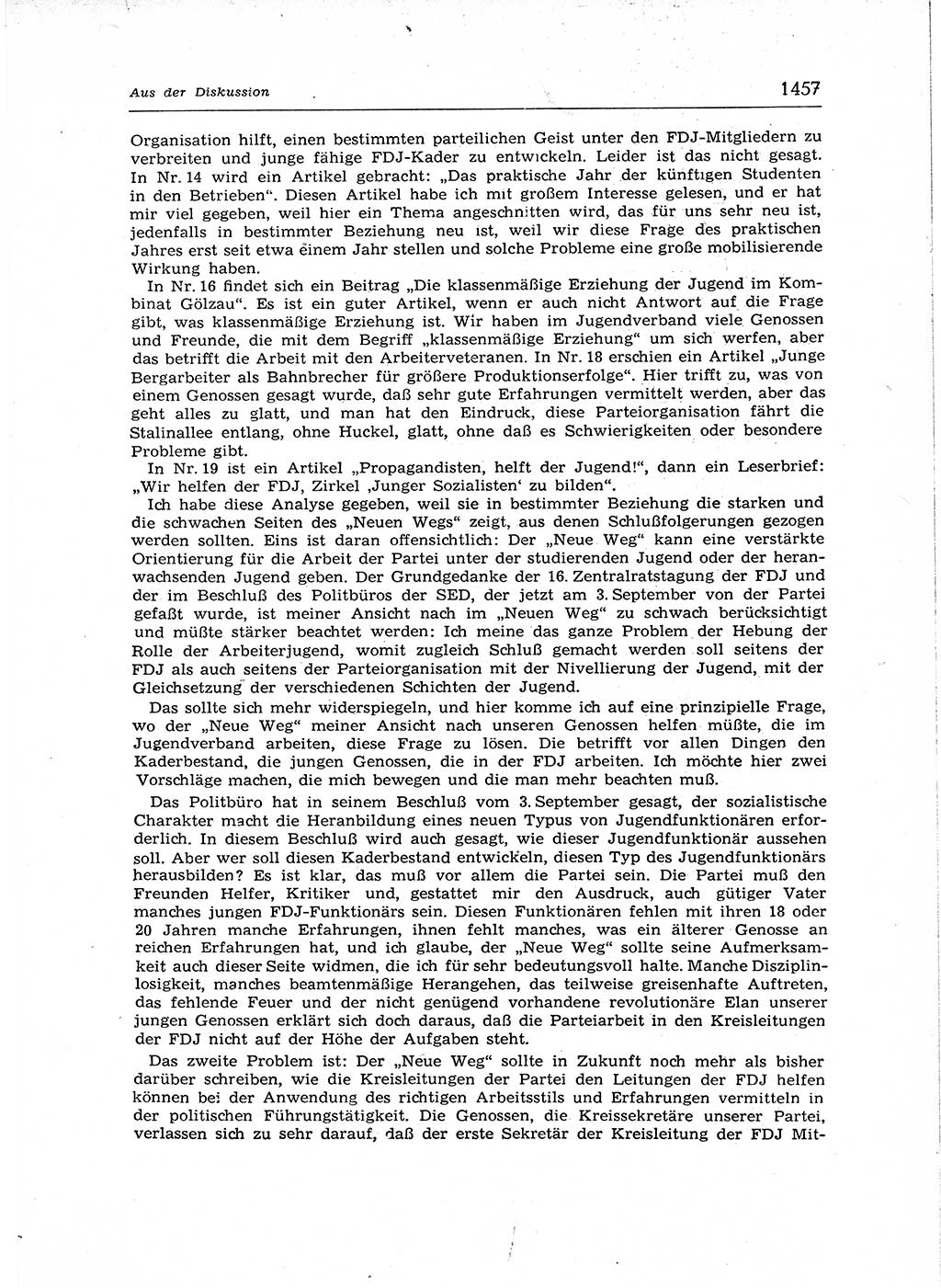 Neuer Weg (NW), Organ des Zentralkomitees (ZK) der SED (Sozialistische Einheitspartei Deutschlands) für Fragen des Parteiaufbaus und des Parteilebens, 12. Jahrgang [Deutsche Demokratische Republik (DDR)] 1957, Seite 1457 (NW ZK SED DDR 1957, S. 1457)