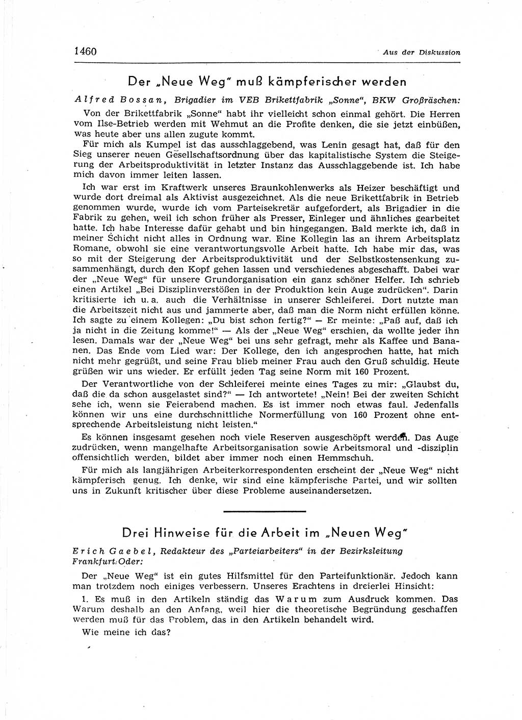 Neuer Weg (NW), Organ des Zentralkomitees (ZK) der SED (Sozialistische Einheitspartei Deutschlands) für Fragen des Parteiaufbaus und des Parteilebens, 12. Jahrgang [Deutsche Demokratische Republik (DDR)] 1957, Seite 1460 (NW ZK SED DDR 1957, S. 1460)