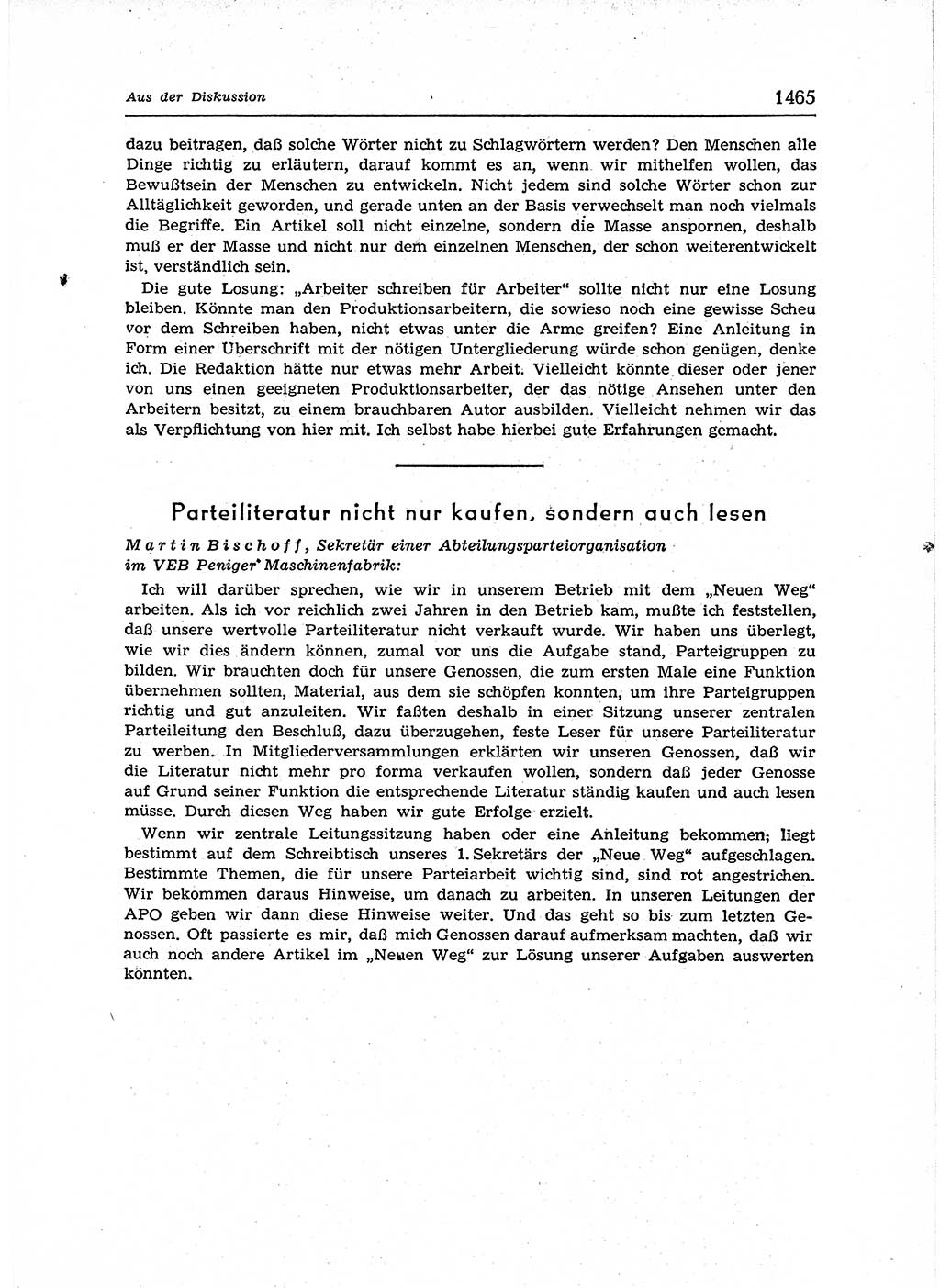 Neuer Weg (NW), Organ des Zentralkomitees (ZK) der SED (Sozialistische Einheitspartei Deutschlands) für Fragen des Parteiaufbaus und des Parteilebens, 12. Jahrgang [Deutsche Demokratische Republik (DDR)] 1957, Seite 1465 (NW ZK SED DDR 1957, S. 1465)