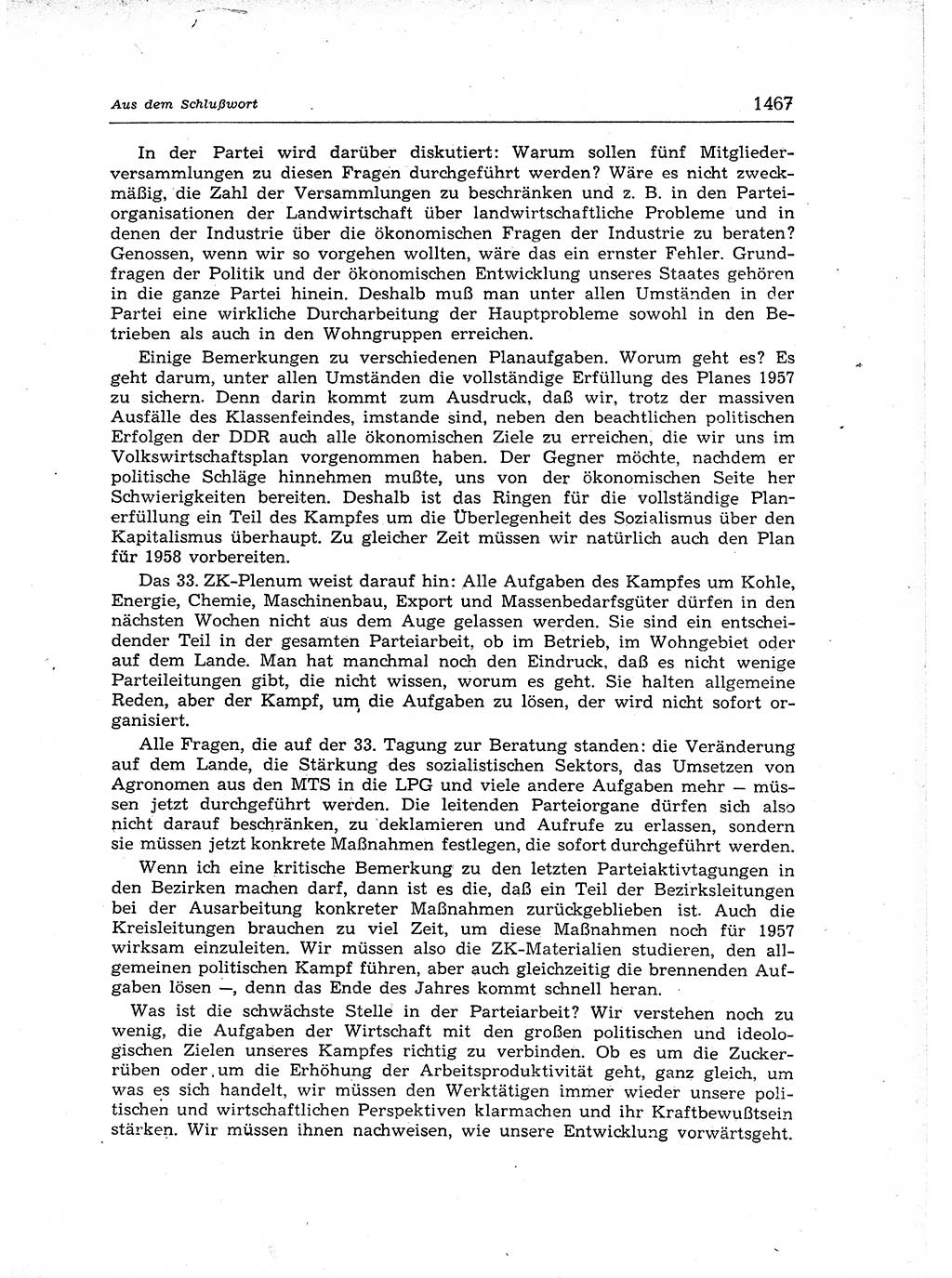 Neuer Weg (NW), Organ des Zentralkomitees (ZK) der SED (Sozialistische Einheitspartei Deutschlands) für Fragen des Parteiaufbaus und des Parteilebens, 12. Jahrgang [Deutsche Demokratische Republik (DDR)] 1957, Seite 1467 (NW ZK SED DDR 1957, S. 1467)