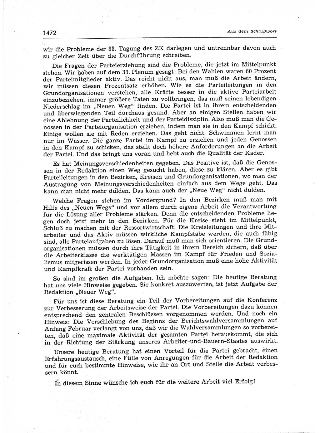 Neuer Weg (NW), Organ des Zentralkomitees (ZK) der SED (Sozialistische Einheitspartei Deutschlands) für Fragen des Parteiaufbaus und des Parteilebens, 12. Jahrgang [Deutsche Demokratische Republik (DDR)] 1957, Seite 1472 (NW ZK SED DDR 1957, S. 1472)
