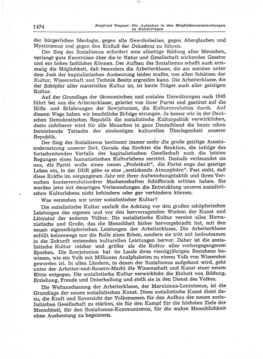Neuer Weg (NW), Organ des Zentralkomitees (ZK) der SED (Sozialistische Einheitspartei Deutschlands) für Fragen des Parteiaufbaus und des Parteilebens, 12. Jahrgang [Deutsche Demokratische Republik (DDR)] 1957, Seite 1474 (NW ZK SED DDR 1957, S. 1474)