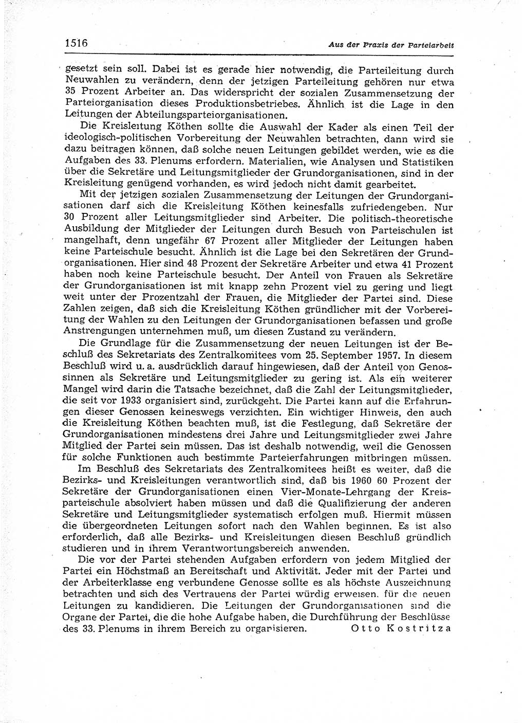 Neuer Weg (NW), Organ des Zentralkomitees (ZK) der SED (Sozialistische Einheitspartei Deutschlands) für Fragen des Parteiaufbaus und des Parteilebens, 12. Jahrgang [Deutsche Demokratische Republik (DDR)] 1957, Seite 1516 (NW ZK SED DDR 1957, S. 1516)