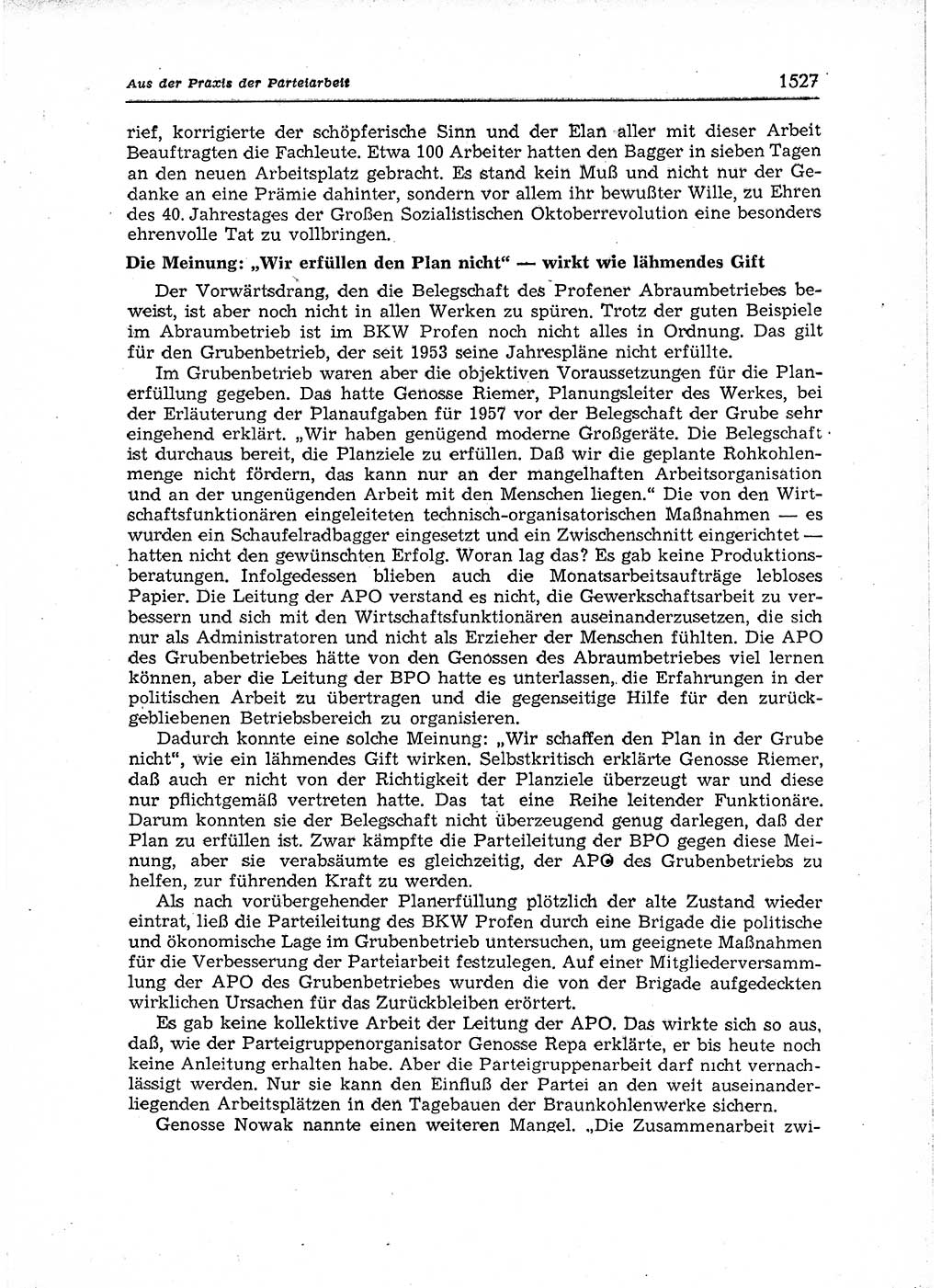 Neuer Weg (NW), Organ des Zentralkomitees (ZK) der SED (Sozialistische Einheitspartei Deutschlands) für Fragen des Parteiaufbaus und des Parteilebens, 12. Jahrgang [Deutsche Demokratische Republik (DDR)] 1957, Seite 1527 (NW ZK SED DDR 1957, S. 1527)