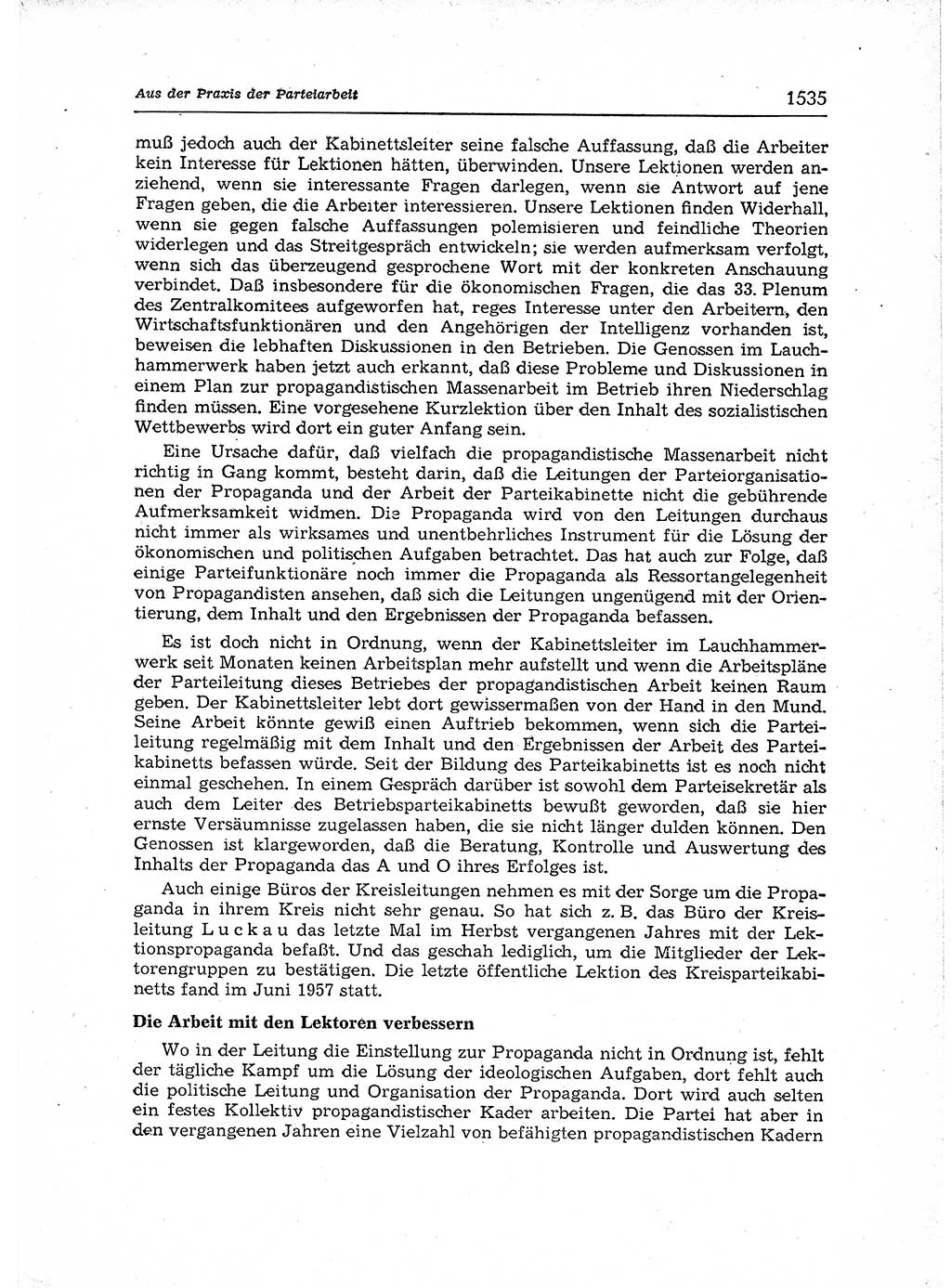 Neuer Weg (NW), Organ des Zentralkomitees (ZK) der SED (Sozialistische Einheitspartei Deutschlands) für Fragen des Parteiaufbaus und des Parteilebens, 12. Jahrgang [Deutsche Demokratische Republik (DDR)] 1957, Seite 1535 (NW ZK SED DDR 1957, S. 1535)