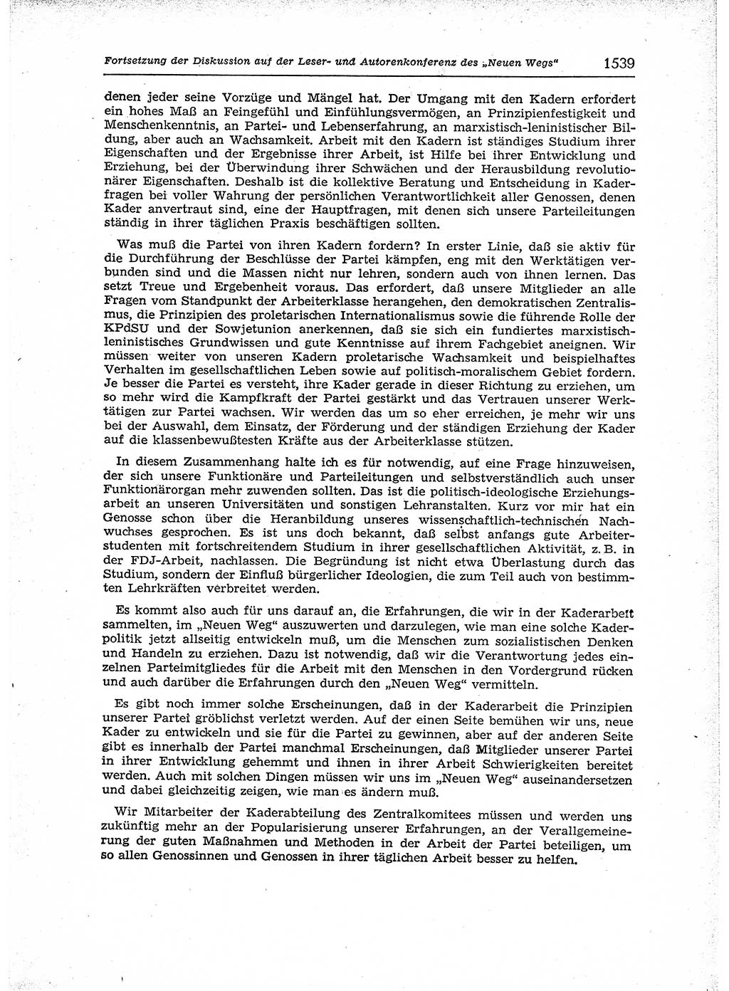 Neuer Weg (NW), Organ des Zentralkomitees (ZK) der SED (Sozialistische Einheitspartei Deutschlands) für Fragen des Parteiaufbaus und des Parteilebens, 12. Jahrgang [Deutsche Demokratische Republik (DDR)] 1957, Seite 1539 (NW ZK SED DDR 1957, S. 1539)