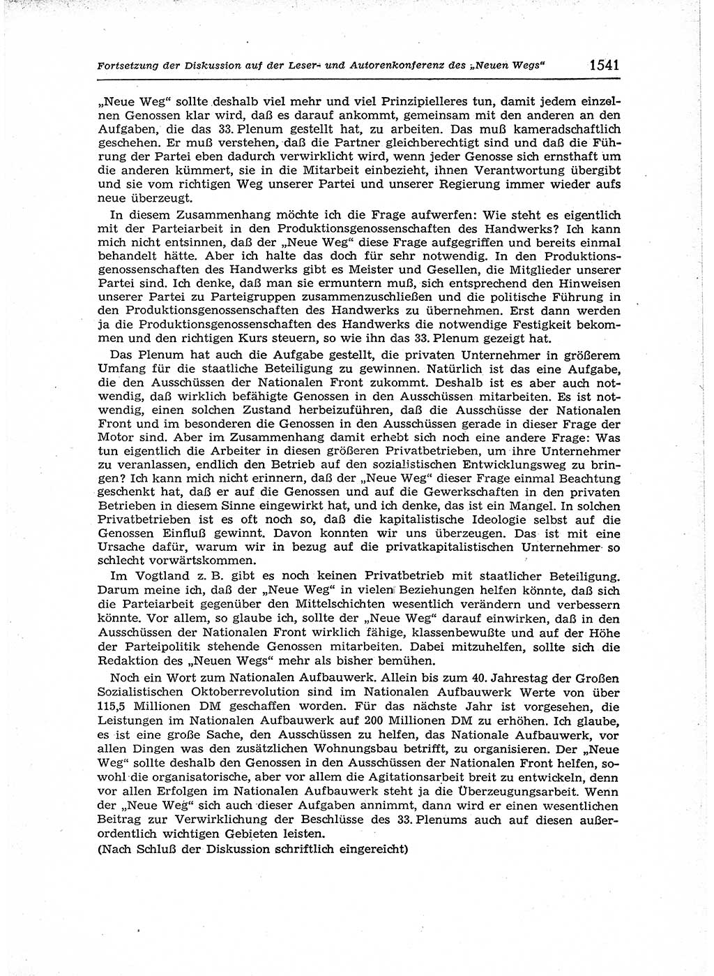 Neuer Weg (NW), Organ des Zentralkomitees (ZK) der SED (Sozialistische Einheitspartei Deutschlands) für Fragen des Parteiaufbaus und des Parteilebens, 12. Jahrgang [Deutsche Demokratische Republik (DDR)] 1957, Seite 1541 (NW ZK SED DDR 1957, S. 1541)