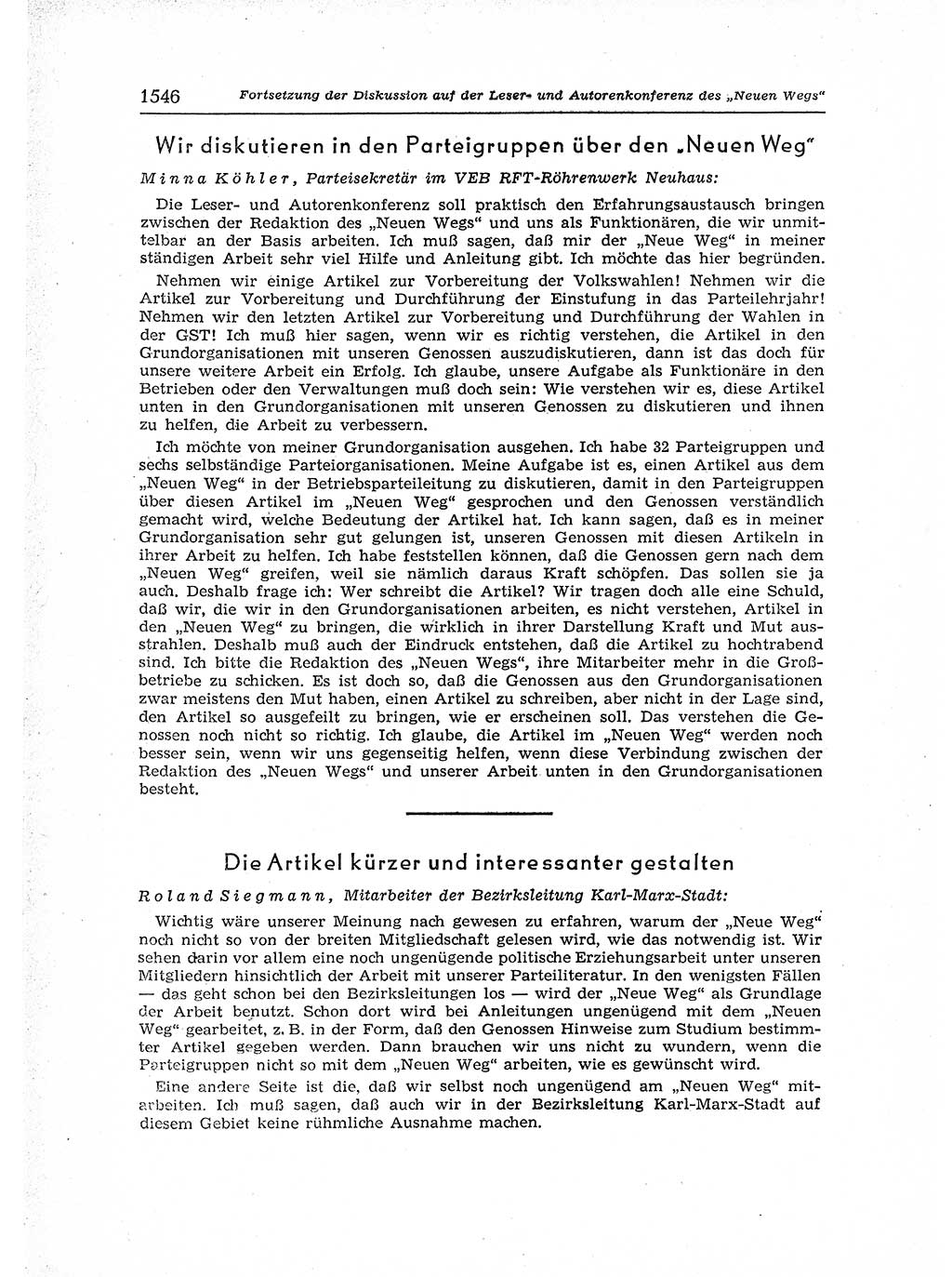 Neuer Weg (NW), Organ des Zentralkomitees (ZK) der SED (Sozialistische Einheitspartei Deutschlands) für Fragen des Parteiaufbaus und des Parteilebens, 12. Jahrgang [Deutsche Demokratische Republik (DDR)] 1957, Seite 1546 (NW ZK SED DDR 1957, S. 1546)