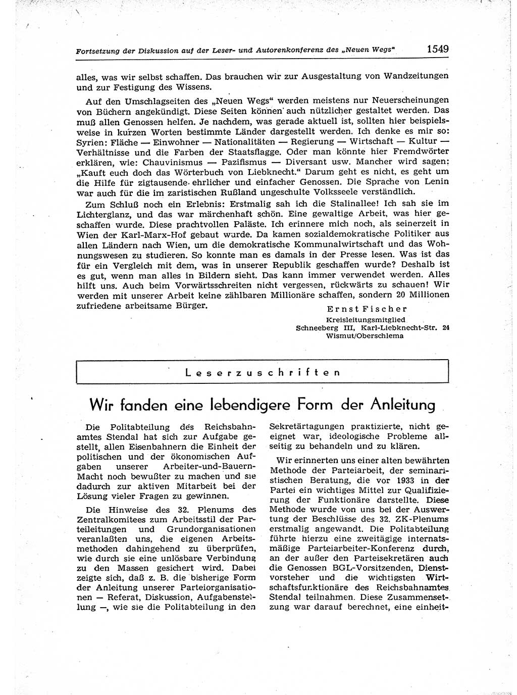 Neuer Weg (NW), Organ des Zentralkomitees (ZK) der SED (Sozialistische Einheitspartei Deutschlands) für Fragen des Parteiaufbaus und des Parteilebens, 12. Jahrgang [Deutsche Demokratische Republik (DDR)] 1957, Seite 1549 (NW ZK SED DDR 1957, S. 1549)