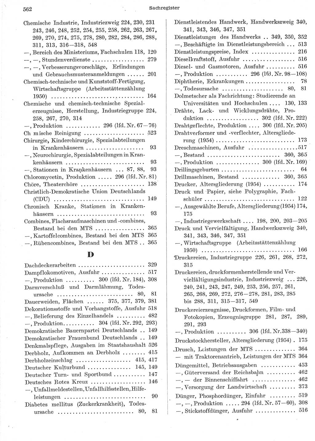 Statistisches Jahrbuch der Deutschen Demokratischen Republik (DDR) 1957, Seite 562 (Stat. Jb. DDR 1957, S. 562)