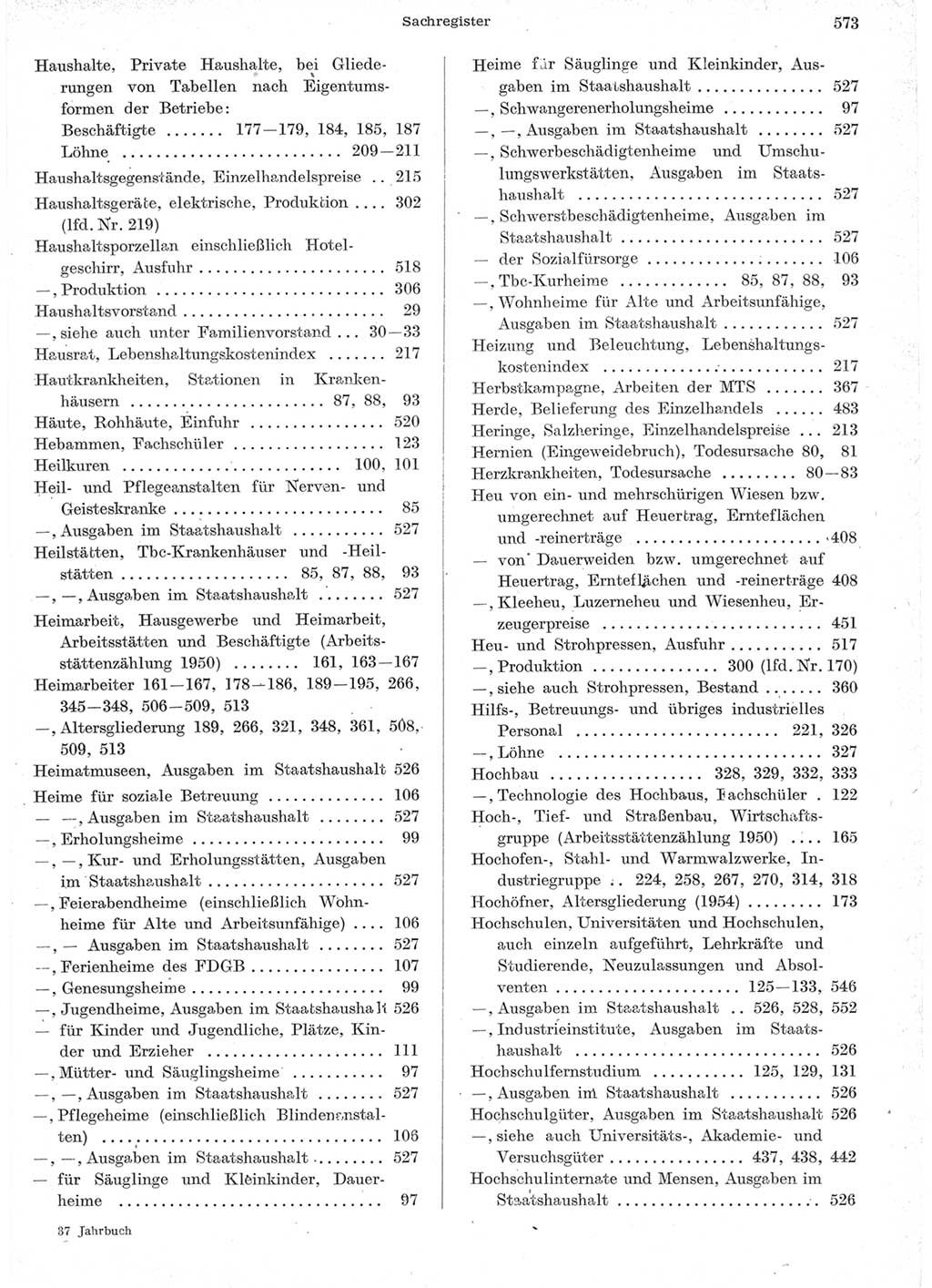 Statistisches Jahrbuch der Deutschen Demokratischen Republik (DDR) 1957, Seite 573 (Stat. Jb. DDR 1957, S. 573)