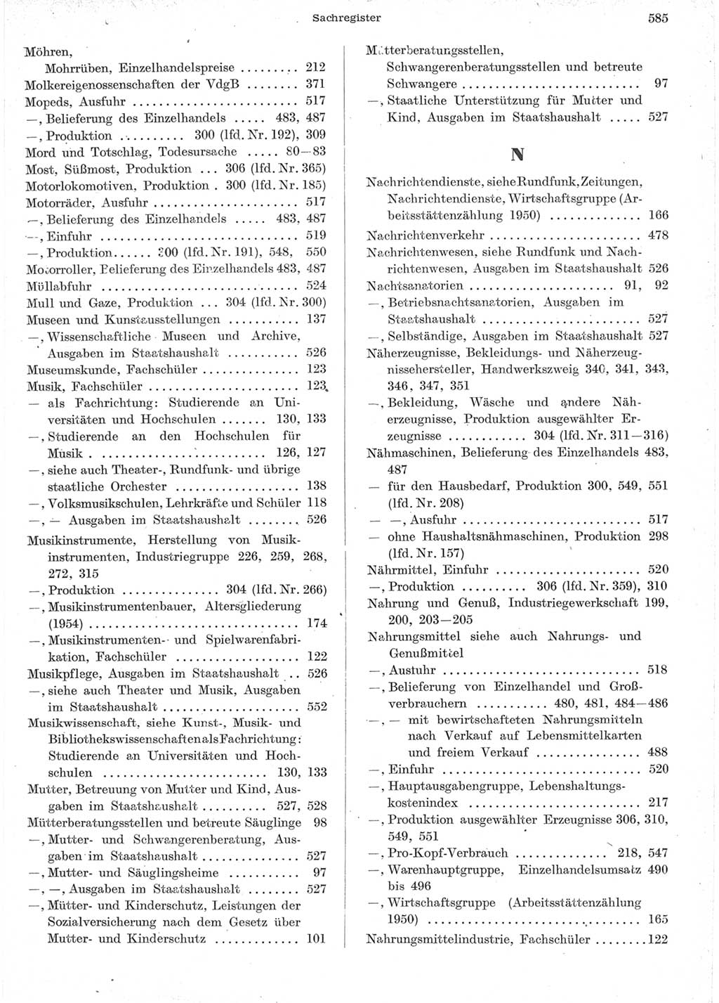Statistisches Jahrbuch der Deutschen Demokratischen Republik (DDR) 1957, Seite 585 (Stat. Jb. DDR 1957, S. 585)