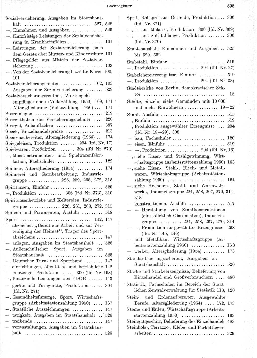 Statistisches Jahrbuch der Deutschen Demokratischen Republik (DDR) 1957, Seite 595 (Stat. Jb. DDR 1957, S. 595)