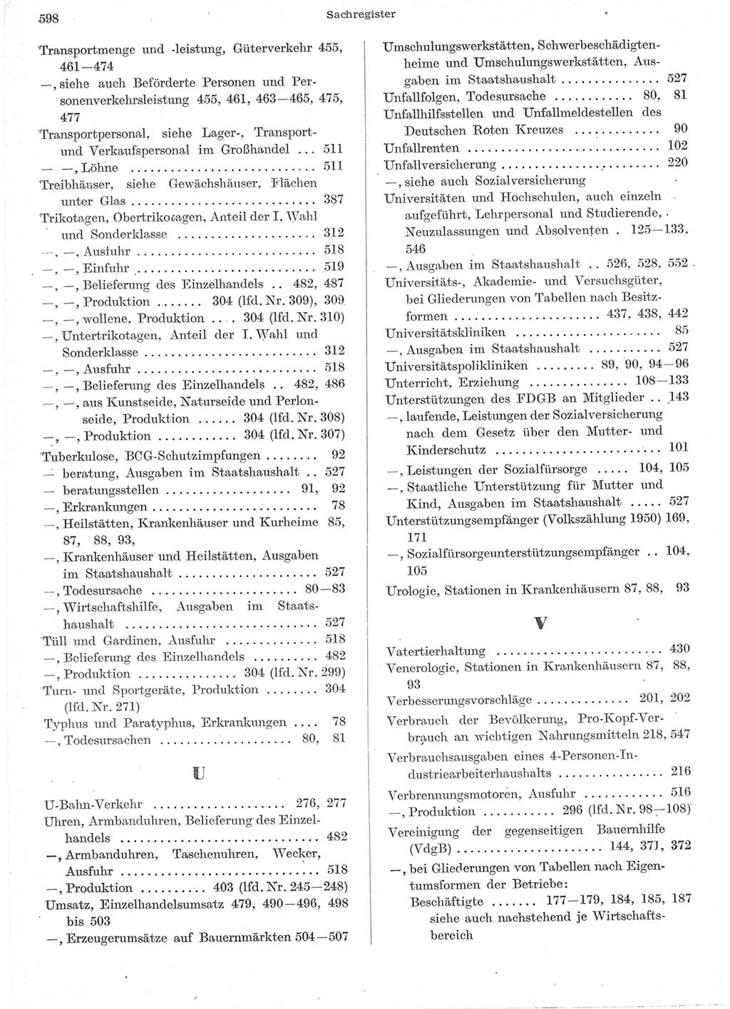 Statistisches Jahrbuch der Deutschen Demokratischen Republik (DDR) 1957, Seite 598 (Stat. Jb. DDR 1957, S. 598)