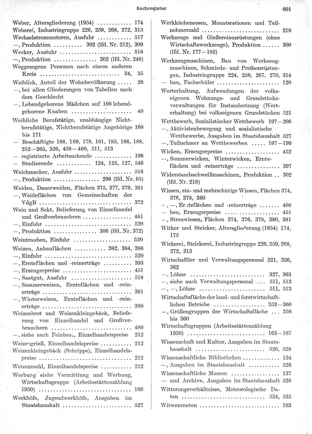 Statistisches Jahrbuch der Deutschen Demokratischen Republik (DDR) 1957, Seite 601 (Stat. Jb. DDR 1957, S. 601)