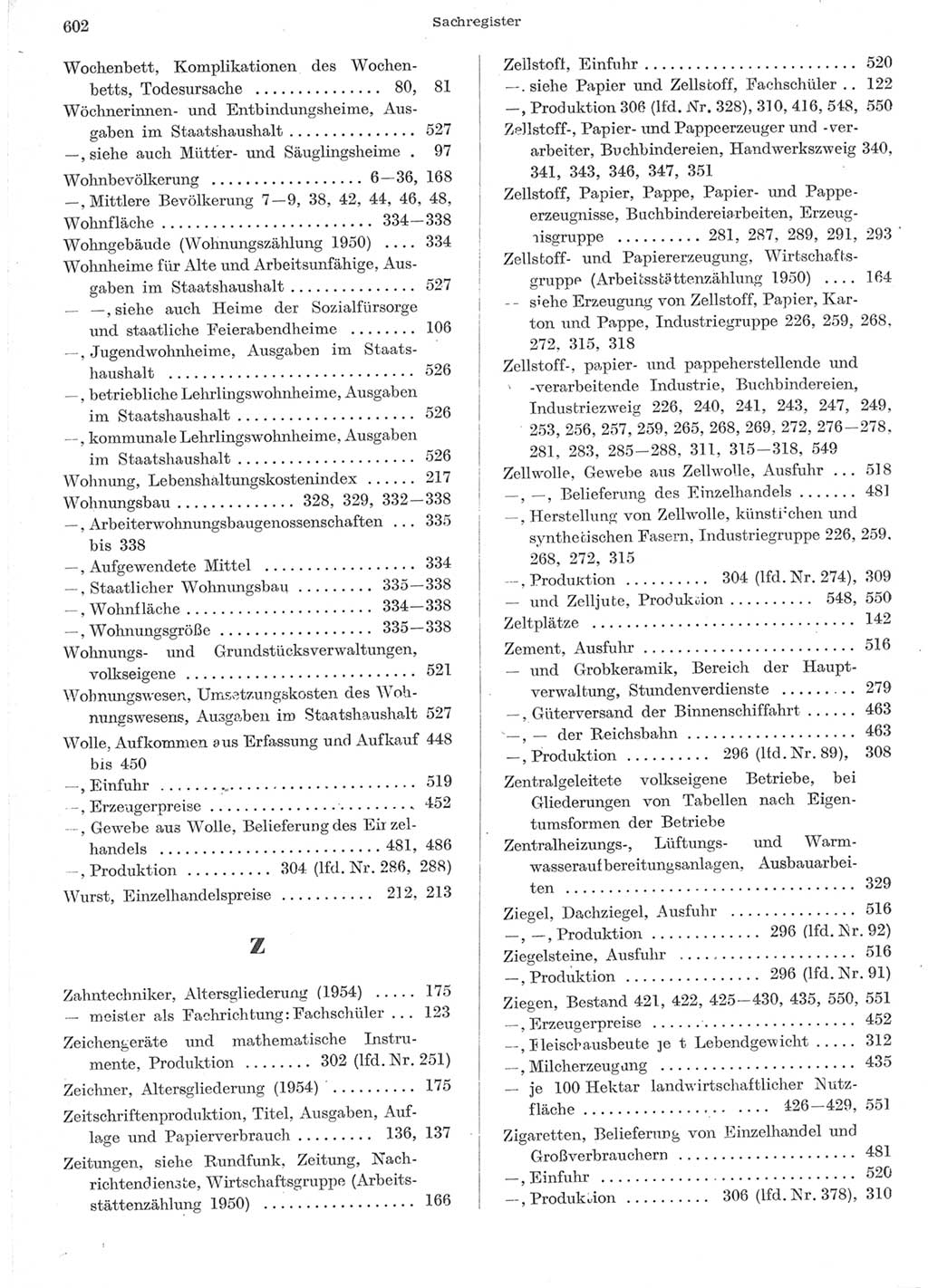 Statistisches Jahrbuch der Deutschen Demokratischen Republik (DDR) 1957, Seite 602 (Stat. Jb. DDR 1957, S. 602)