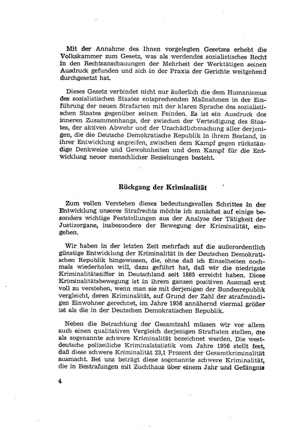 Zum Erlaß des Gesetzes zur Ergänzung des Strafgesetzbuches (StGB), Strafergänzungsgesetz (StEG) [Deutsche Demokratische Republik (DDR)] 1957, Seite 4 (StGB StEG DDR 1957, S. 4)