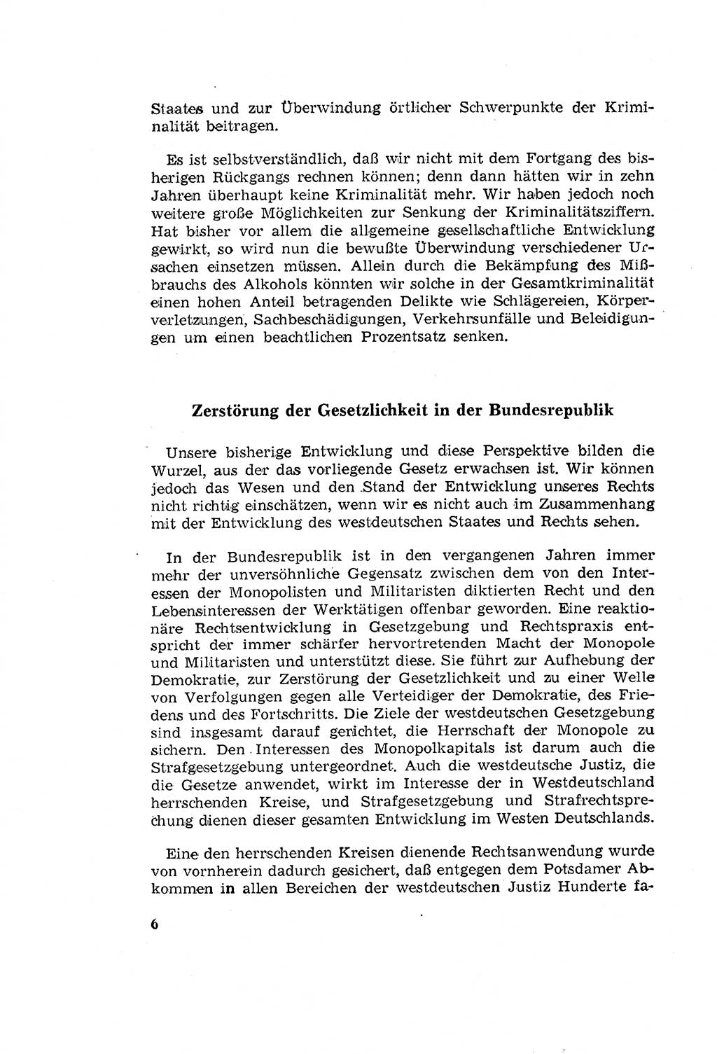 Zum Erlaß des Gesetzes zur Ergänzung des Strafgesetzbuches (StGB), Strafergänzungsgesetz (StEG) [Deutsche Demokratische Republik (DDR)] 1957, Seite 6 (StGB StEG DDR 1957, S. 6)
