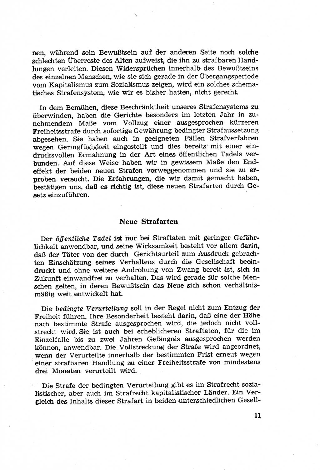 Zum Erlaß des Gesetzes zur Ergänzung des Strafgesetzbuches (StGB), Strafergänzungsgesetz (StEG) [Deutsche Demokratische Republik (DDR)] 1957, Seite 11 (StGB StEG DDR 1957, S. 11)