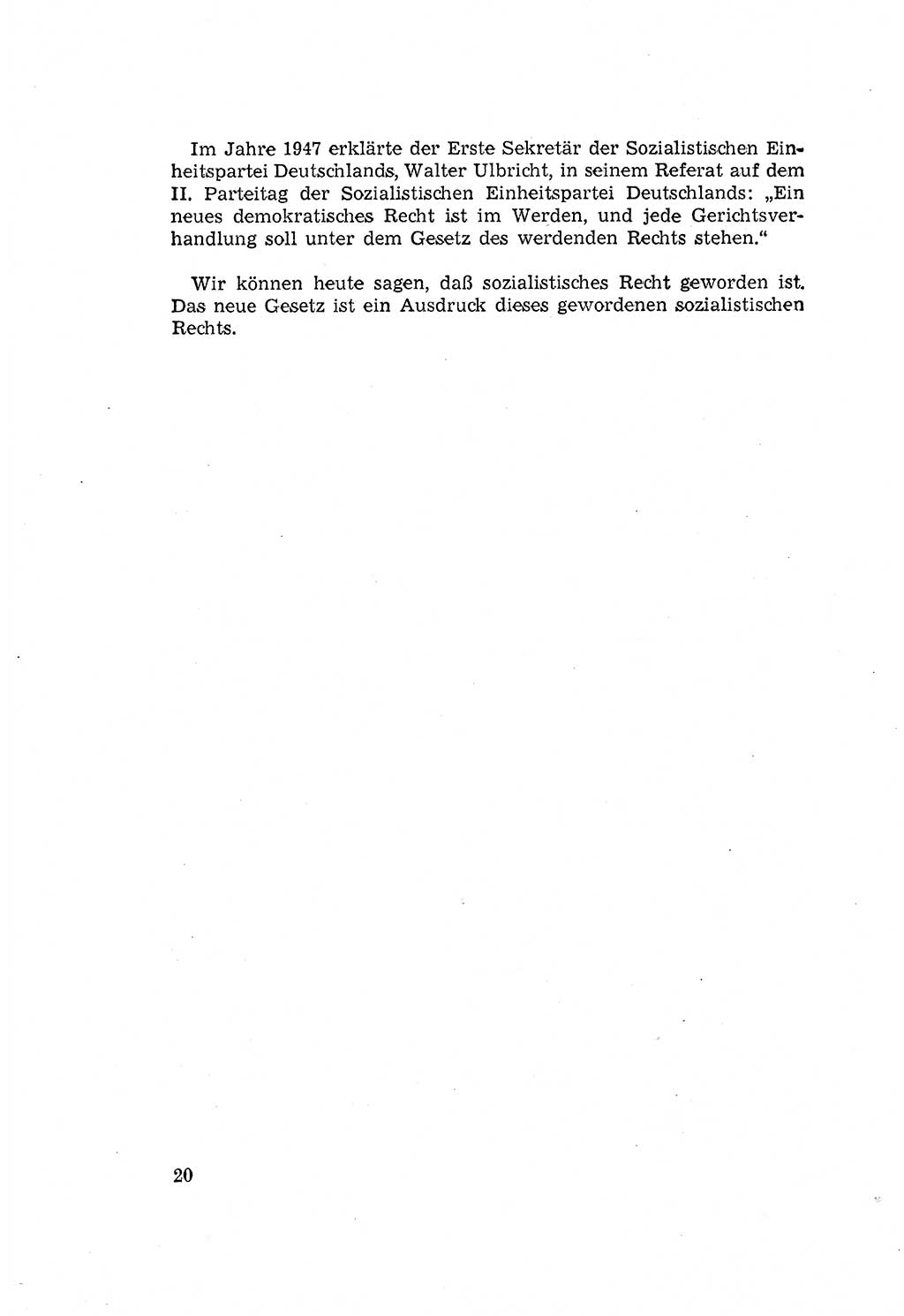 Zum Erlaß des Gesetzes zur Ergänzung des Strafgesetzbuches (StGB), Strafergänzungsgesetz (StEG) [Deutsche Demokratische Republik (DDR)] 1957, Seite 20 (StGB StEG DDR 1957, S. 20)