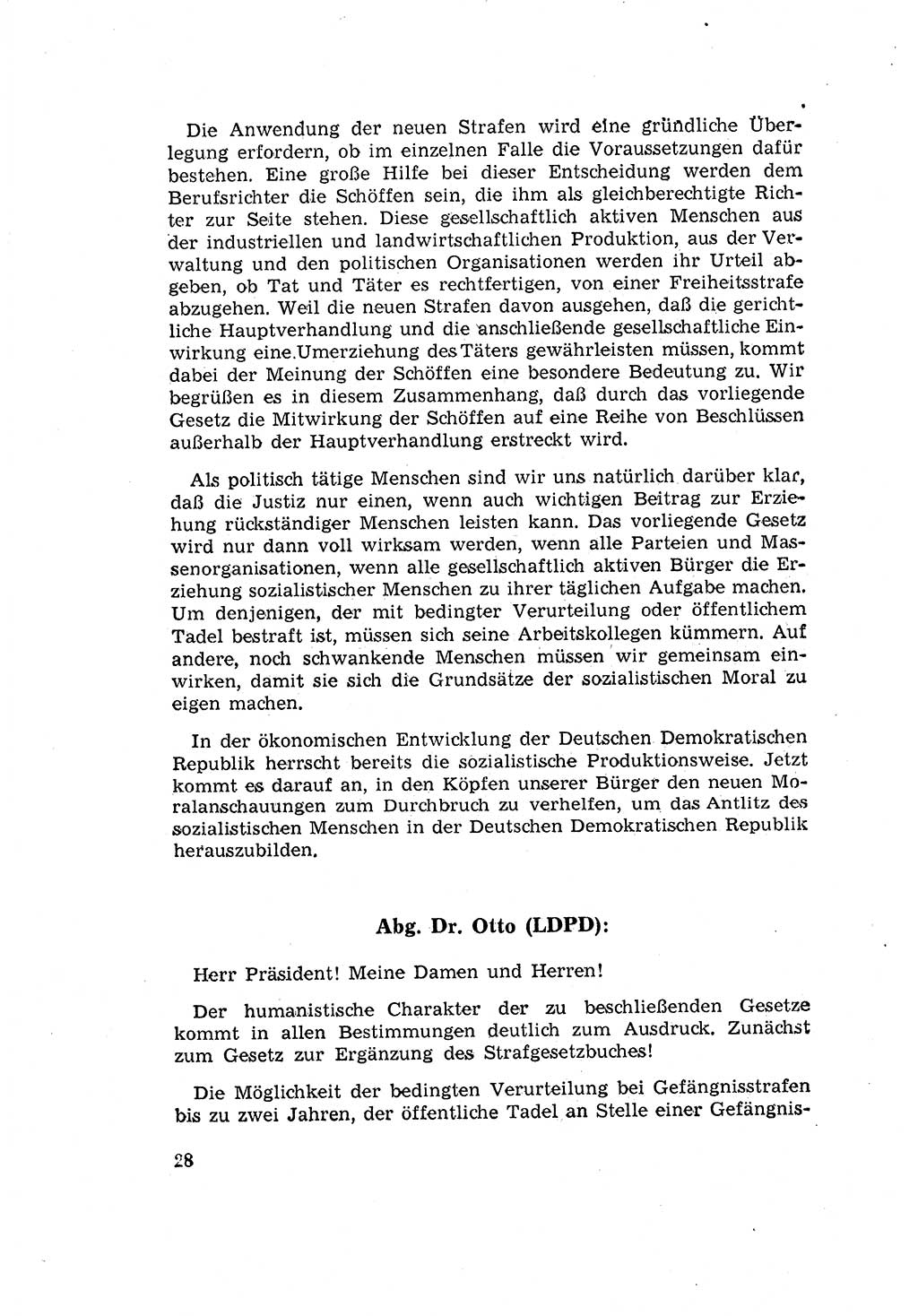Zum Erlaß des Gesetzes zur Ergänzung des Strafgesetzbuches (StGB), Strafergänzungsgesetz (StEG) [Deutsche Demokratische Republik (DDR)] 1957, Seite 28 (StGB StEG DDR 1957, S. 28)