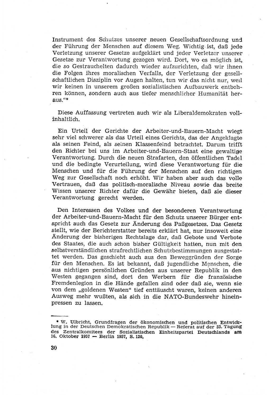 Zum Erlaß des Gesetzes zur Ergänzung des Strafgesetzbuches (StGB), Strafergänzungsgesetz (StEG) [Deutsche Demokratische Republik (DDR)] 1957, Seite 30 (StGB StEG DDR 1957, S. 30)