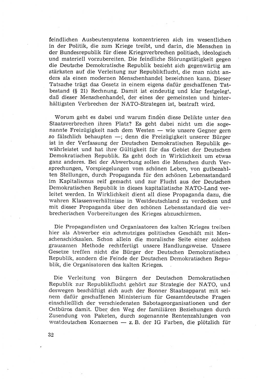 Zum Erlaß des Gesetzes zur Ergänzung des Strafgesetzbuches (StGB), Strafergänzungsgesetz (StEG) [Deutsche Demokratische Republik (DDR)] 1957, Seite 32 (StGB StEG DDR 1957, S. 32)