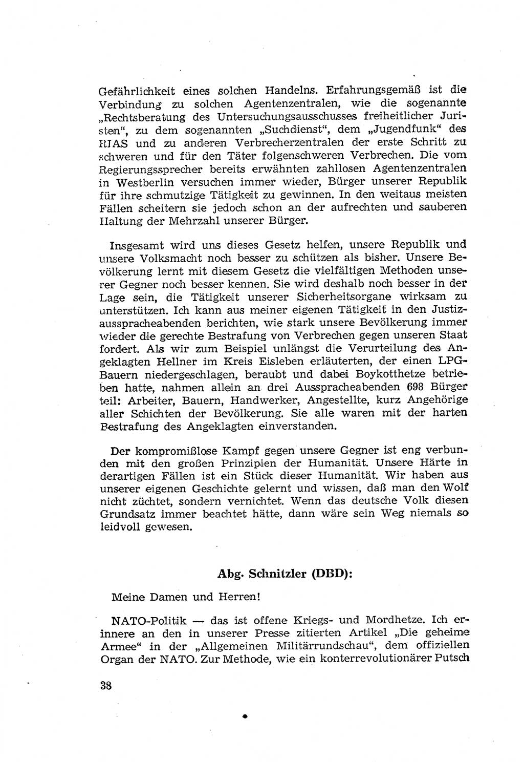 Zum Erlaß des Gesetzes zur Ergänzung des Strafgesetzbuches (StGB), Strafergänzungsgesetz (StEG) [Deutsche Demokratische Republik (DDR)] 1957, Seite 38 (StGB StEG DDR 1957, S. 38)