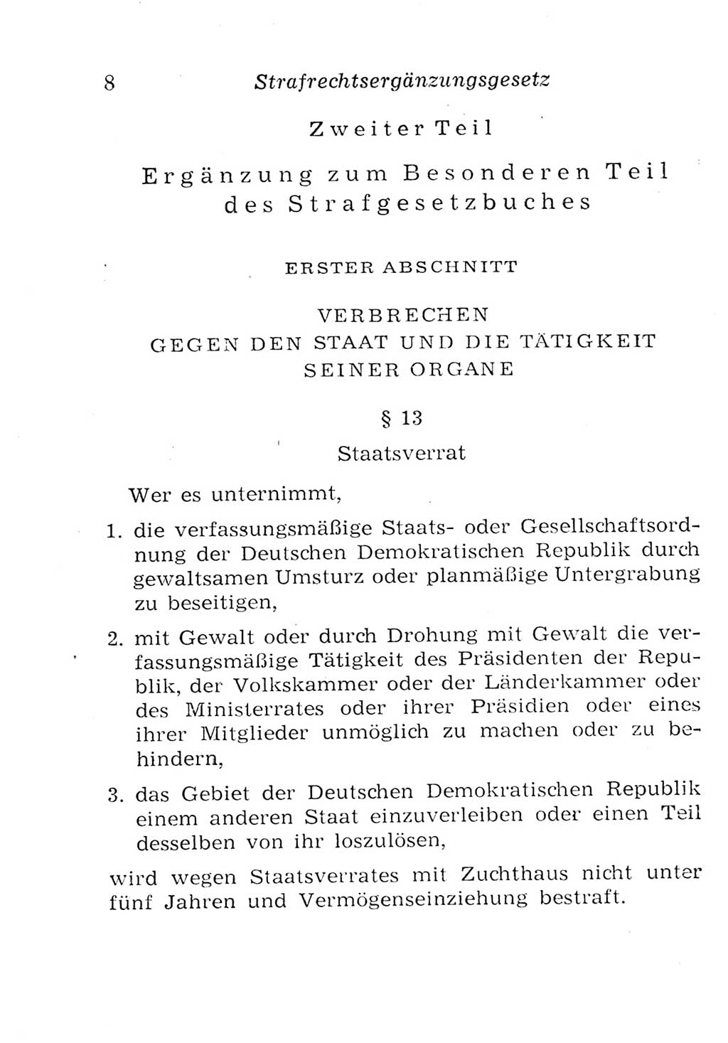 Strafgesetzbuch (StGB) und andere Strafgesetze [Deutsche Demokratische Republik (DDR)] 1957, Seite 8 (StGB Strafges. DDR 1957, S. 8)