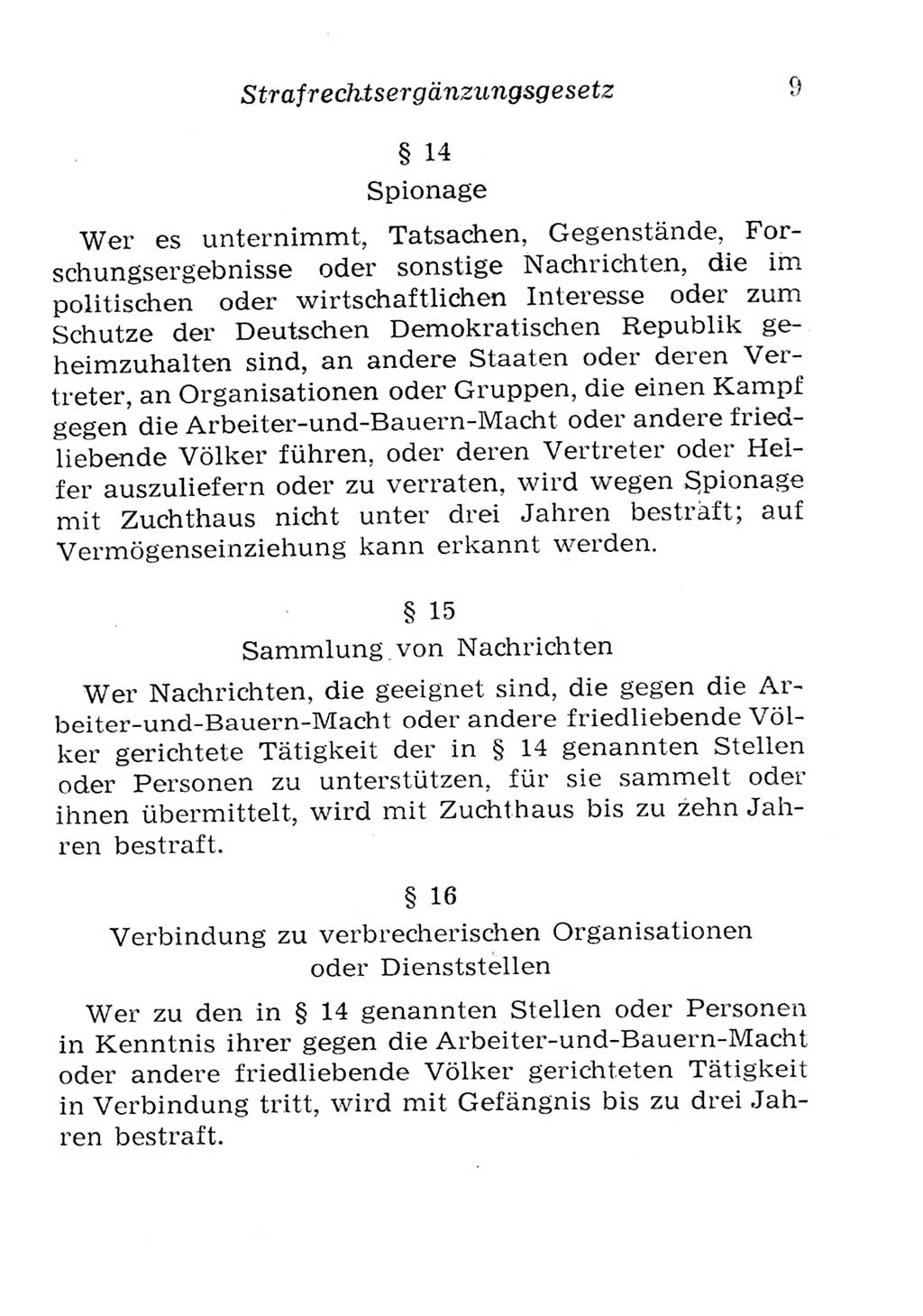 Strafgesetzbuch (StGB) und andere Strafgesetze [Deutsche Demokratische Republik (DDR)] 1957, Seite 9 (StGB Strafges. DDR 1957, S. 9)