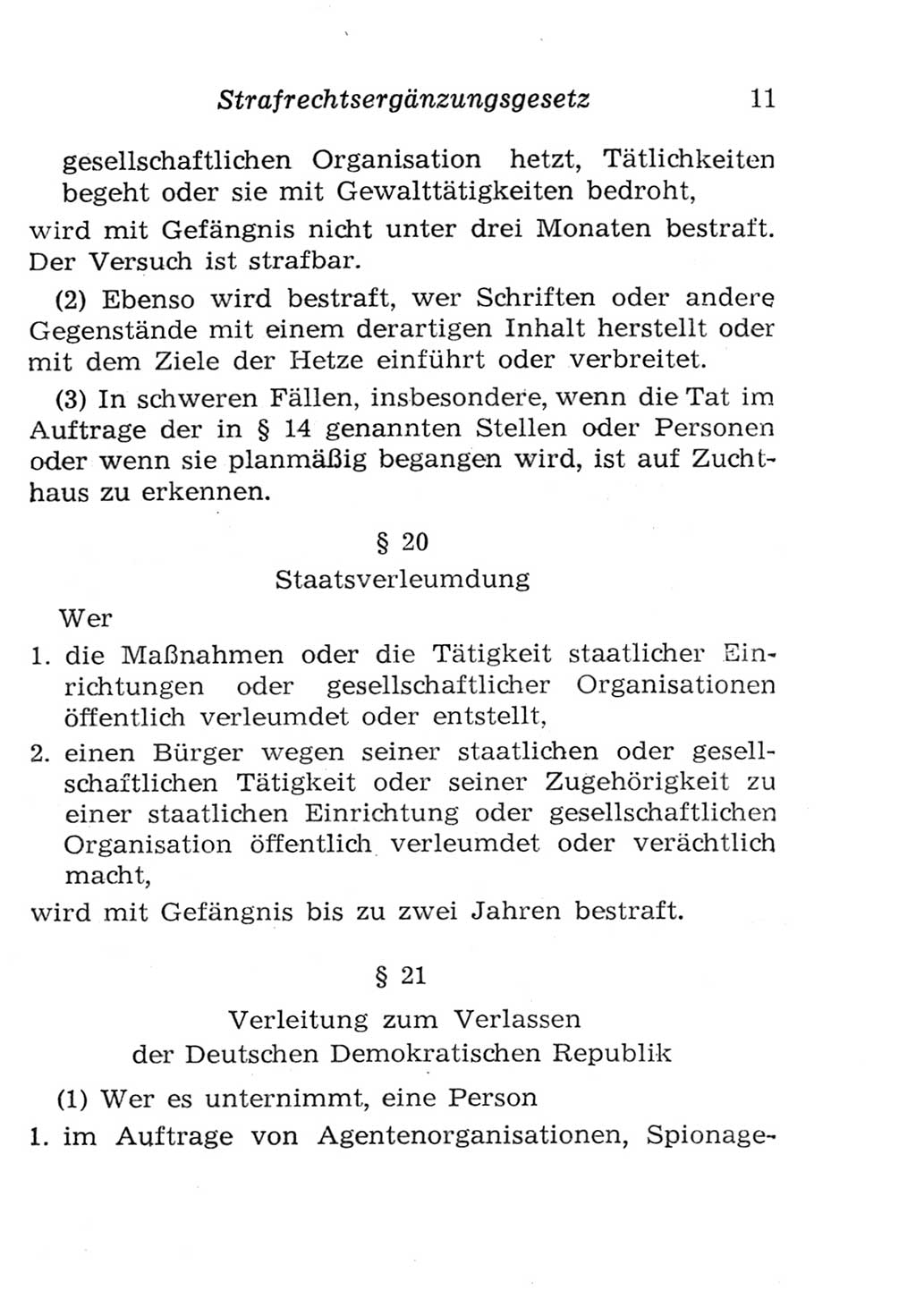 Strafgesetzbuch (StGB) und andere Strafgesetze [Deutsche Demokratische Republik (DDR)] 1957, Seite 11 (StGB Strafges. DDR 1957, S. 11)