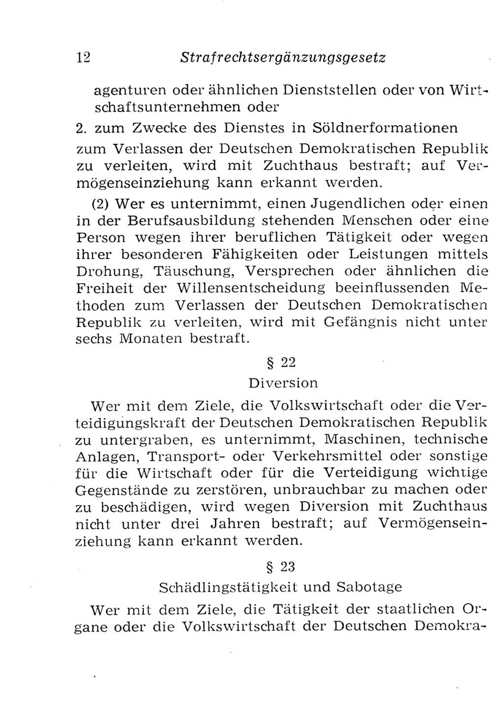 Strafgesetzbuch (StGB) und andere Strafgesetze [Deutsche Demokratische Republik (DDR)] 1957, Seite 12 (StGB Strafges. DDR 1957, S. 12)