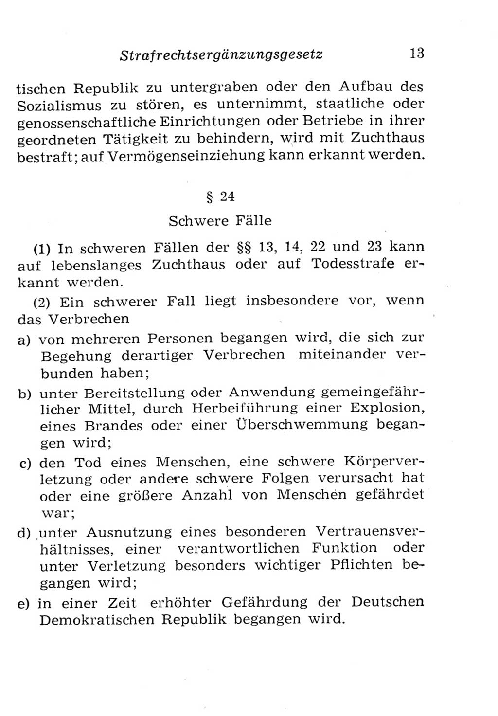 Strafgesetzbuch (StGB) und andere Strafgesetze [Deutsche Demokratische Republik (DDR)] 1957, Seite 13 (StGB Strafges. DDR 1957, S. 13)