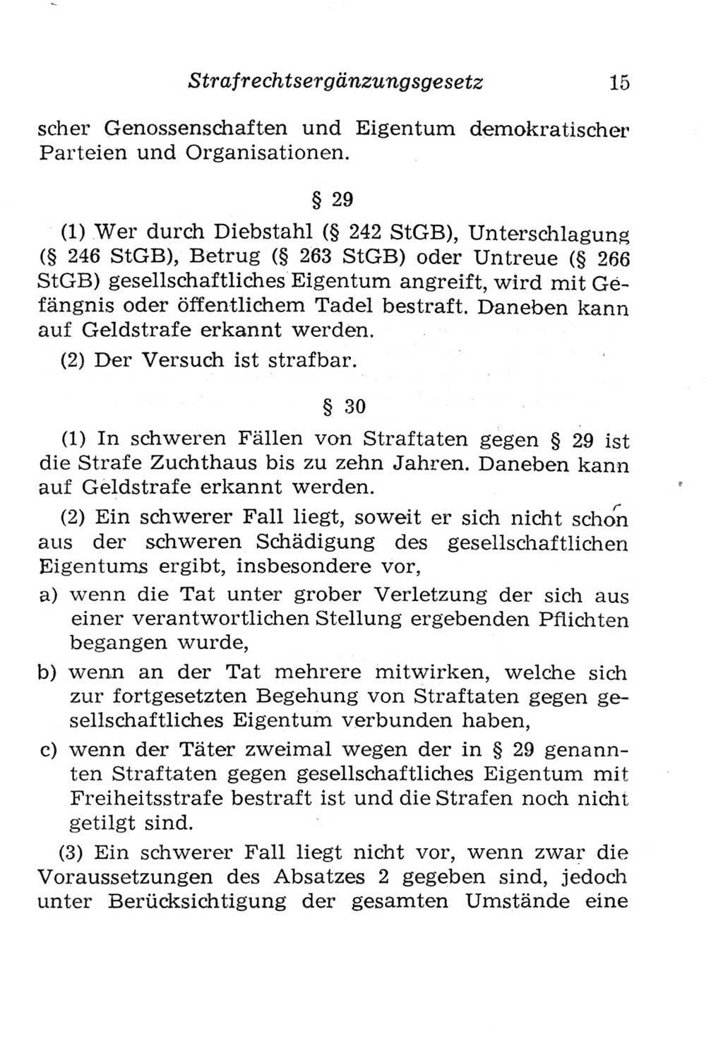 Strafgesetzbuch (StGB) und andere Strafgesetze [Deutsche Demokratische Republik (DDR)] 1957, Seite 15 (StGB Strafges. DDR 1957, S. 15)