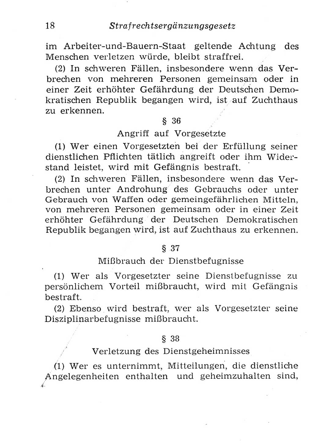 Strafgesetzbuch (StGB) und andere Strafgesetze [Deutsche Demokratische Republik (DDR)] 1957, Seite 18 (StGB Strafges. DDR 1957, S. 18)
