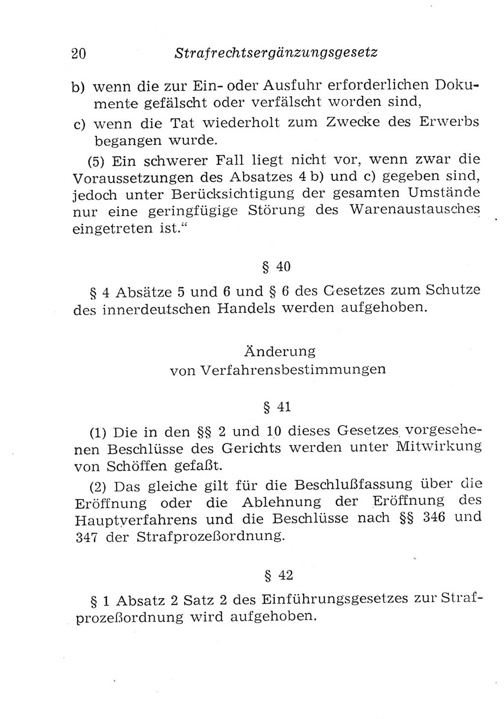 Strafgesetzbuch (StGB) und andere Strafgesetze [Deutsche Demokratische Republik (DDR)] 1957, Seite 20 (StGB Strafges. DDR 1957, S. 20)