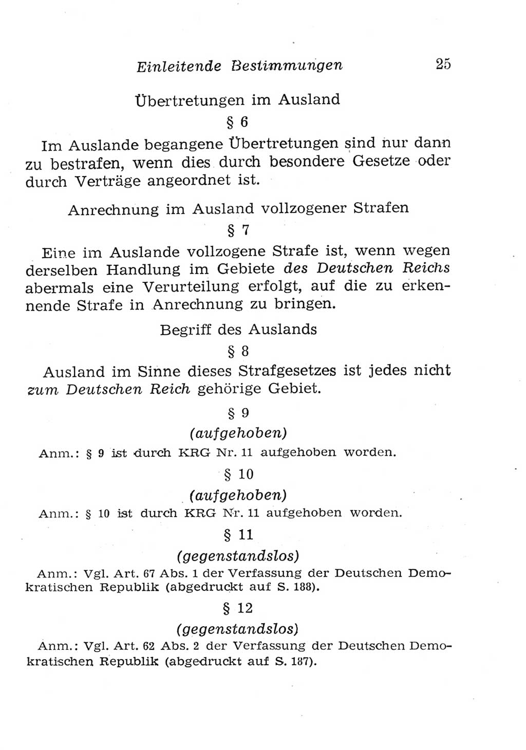 Strafgesetzbuch (StGB) und andere Strafgesetze [Deutsche Demokratische Republik (DDR)] 1957, Seite 25 (StGB Strafges. DDR 1957, S. 25)