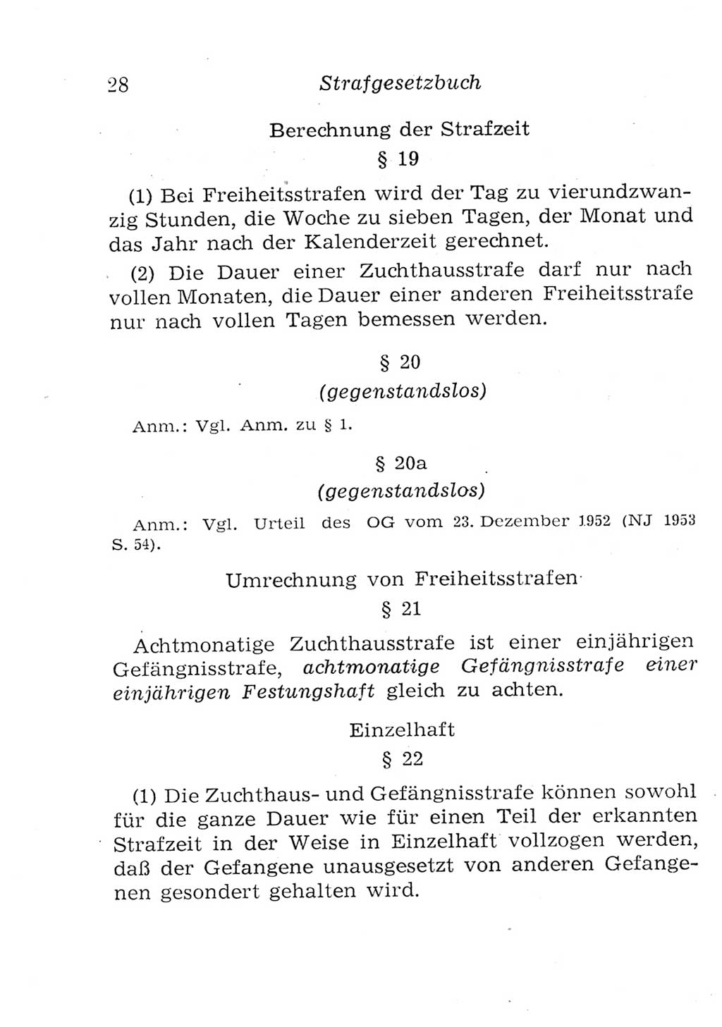 Strafgesetzbuch (StGB) und andere Strafgesetze [Deutsche Demokratische Republik (DDR)] 1957, Seite 28 (StGB Strafges. DDR 1957, S. 28)