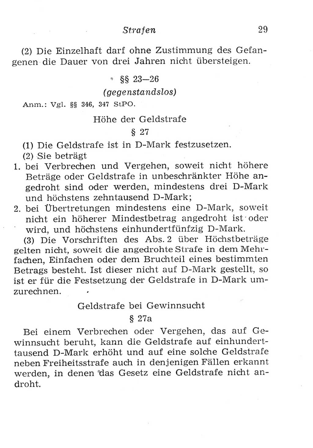 Strafgesetzbuch (StGB) und andere Strafgesetze [Deutsche Demokratische Republik (DDR)] 1957, Seite 29 (StGB Strafges. DDR 1957, S. 29)