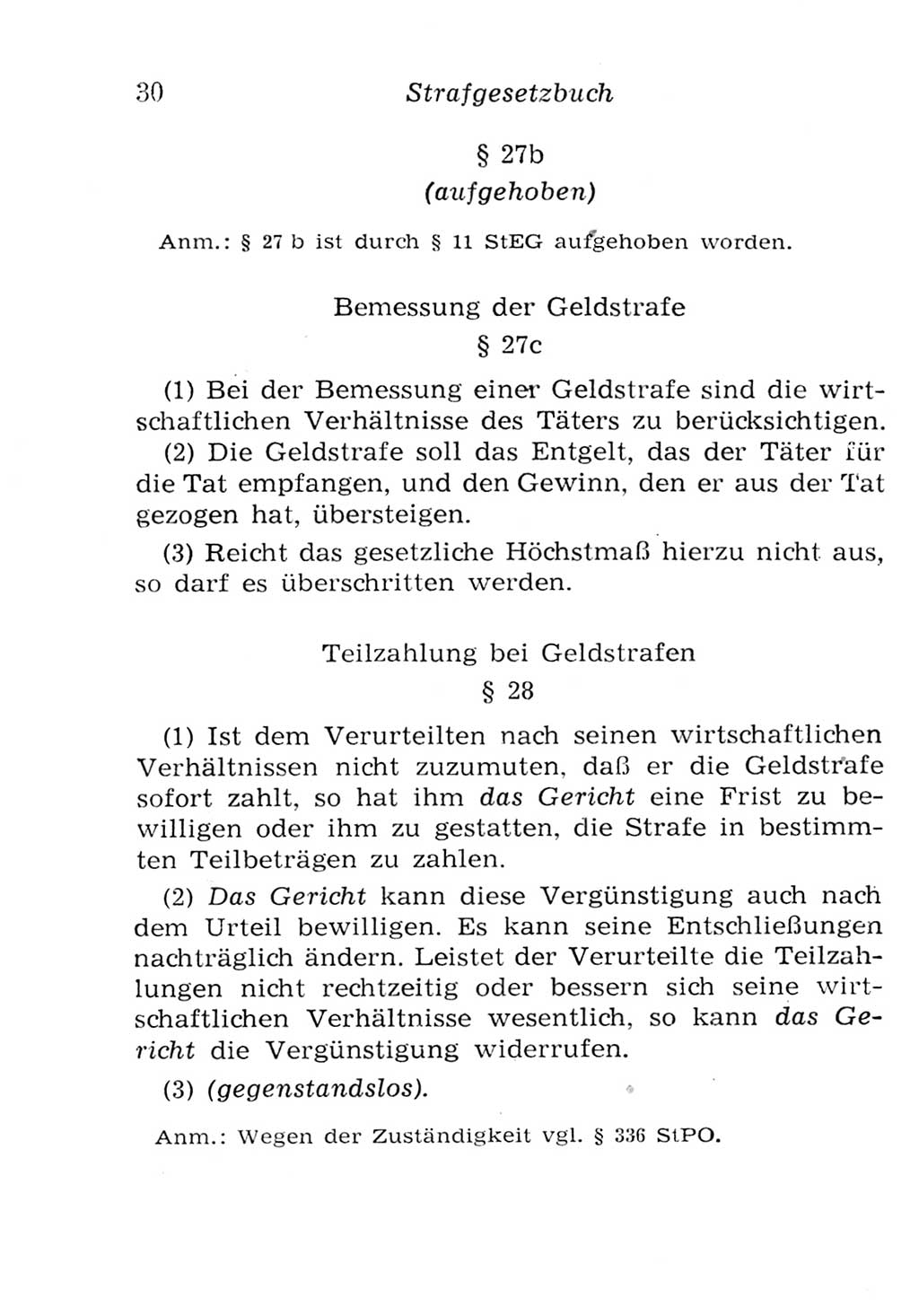 Strafgesetzbuch (StGB) und andere Strafgesetze [Deutsche Demokratische Republik (DDR)] 1957, Seite 30 (StGB Strafges. DDR 1957, S. 30)