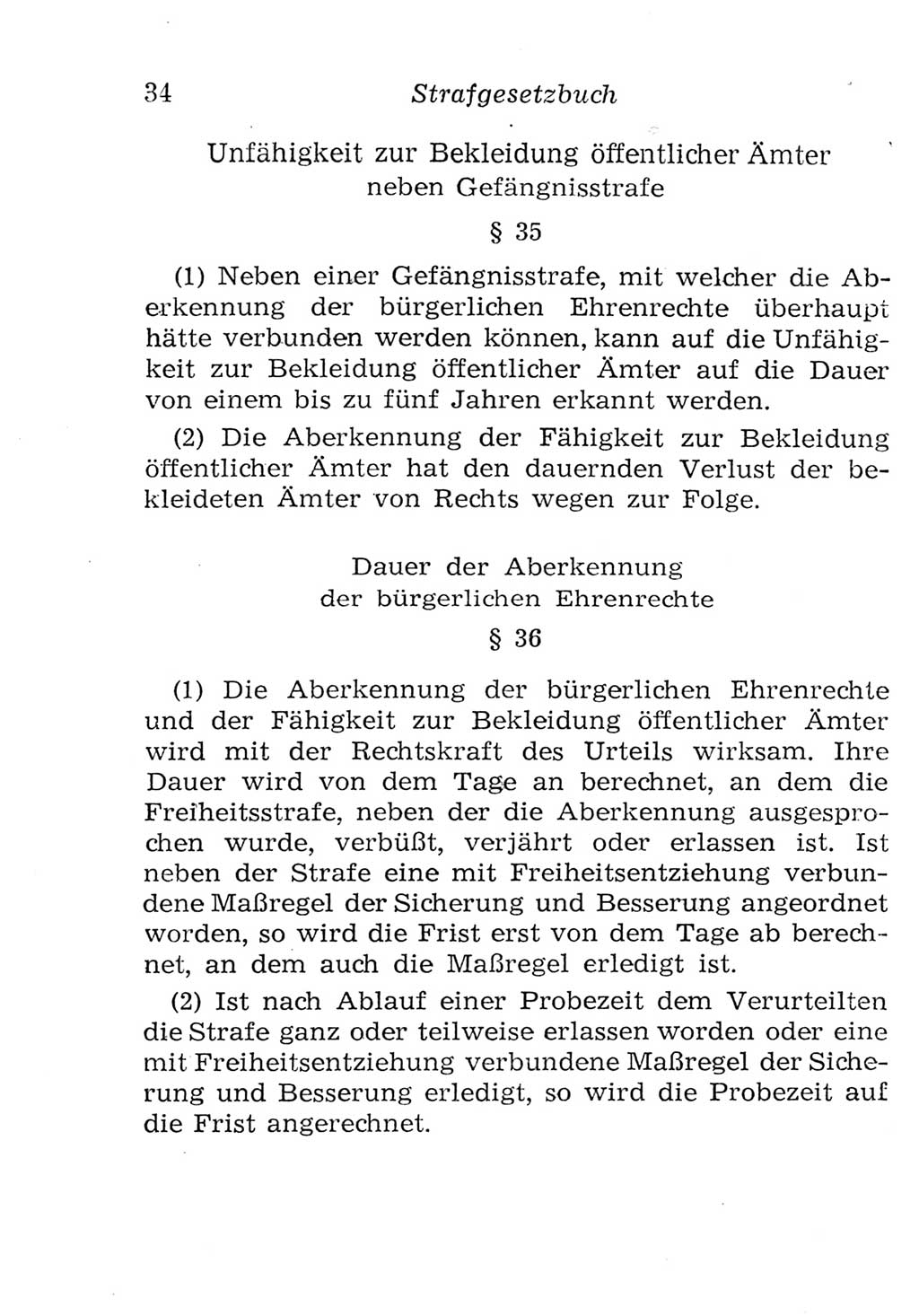 Strafgesetzbuch (StGB) und andere Strafgesetze [Deutsche Demokratische Republik (DDR)] 1957, Seite 34 (StGB Strafges. DDR 1957, S. 34)