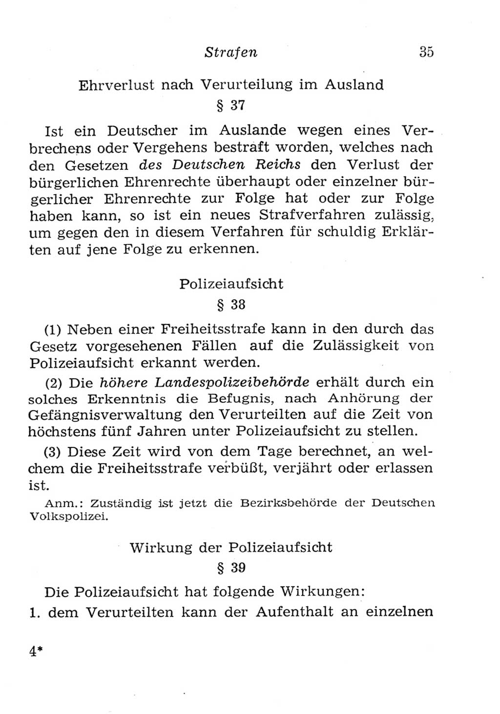 Strafgesetzbuch (StGB) und andere Strafgesetze [Deutsche Demokratische Republik (DDR)] 1957, Seite 35 (StGB Strafges. DDR 1957, S. 35)