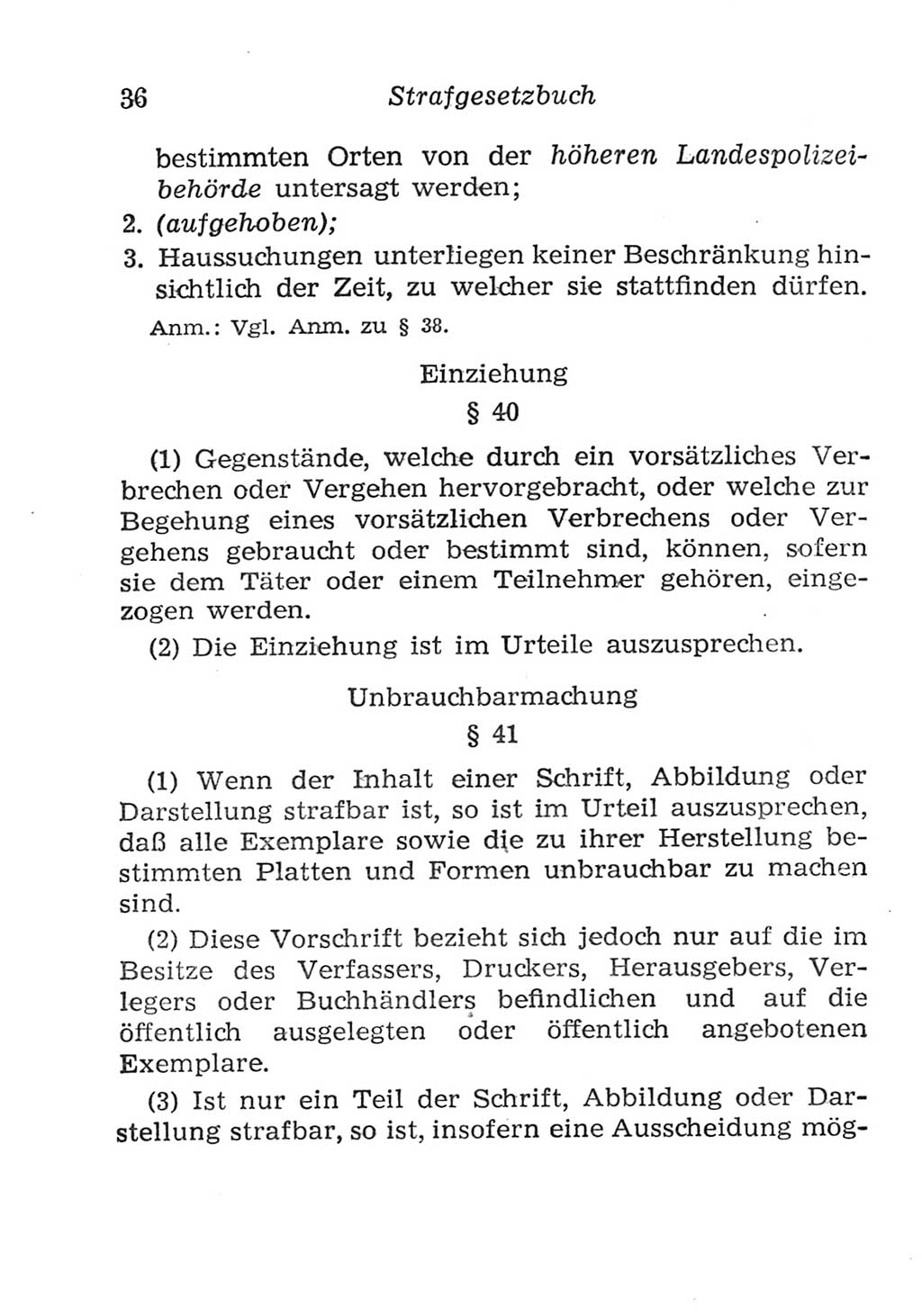 Strafgesetzbuch (StGB) und andere Strafgesetze [Deutsche Demokratische Republik (DDR)] 1957, Seite 36 (StGB Strafges. DDR 1957, S. 36)