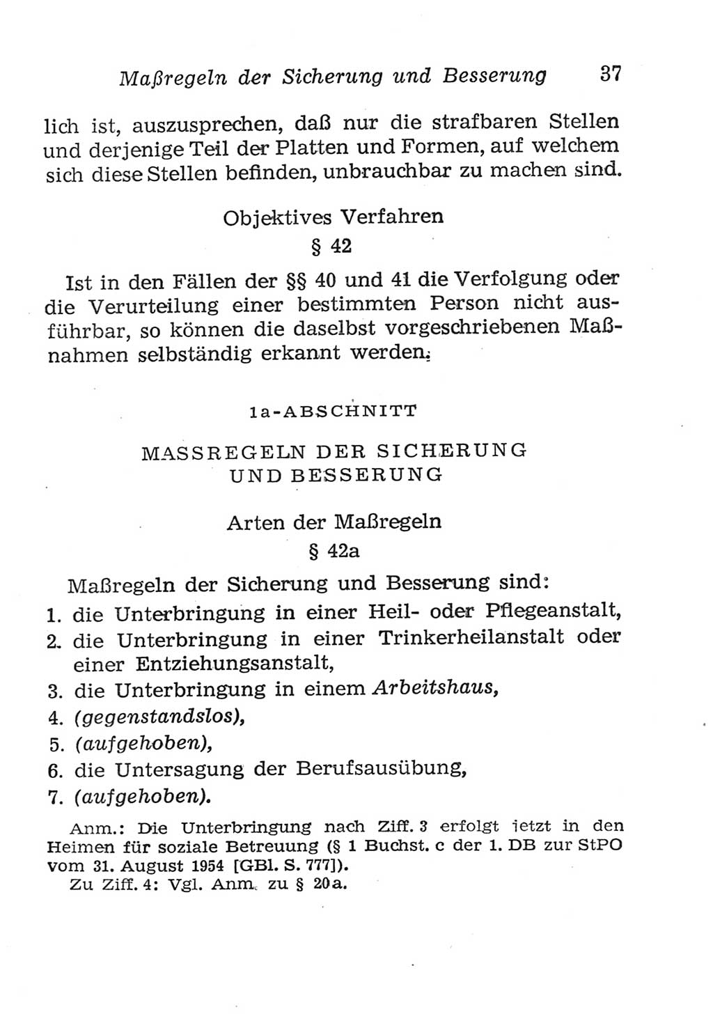 Strafgesetzbuch (StGB) und andere Strafgesetze [Deutsche Demokratische Republik (DDR)] 1957, Seite 37 (StGB Strafges. DDR 1957, S. 37)