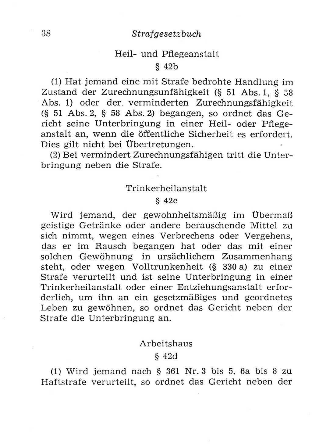 Strafgesetzbuch (StGB) und andere Strafgesetze [Deutsche Demokratische Republik (DDR)] 1957, Seite 38 (StGB Strafges. DDR 1957, S. 38)