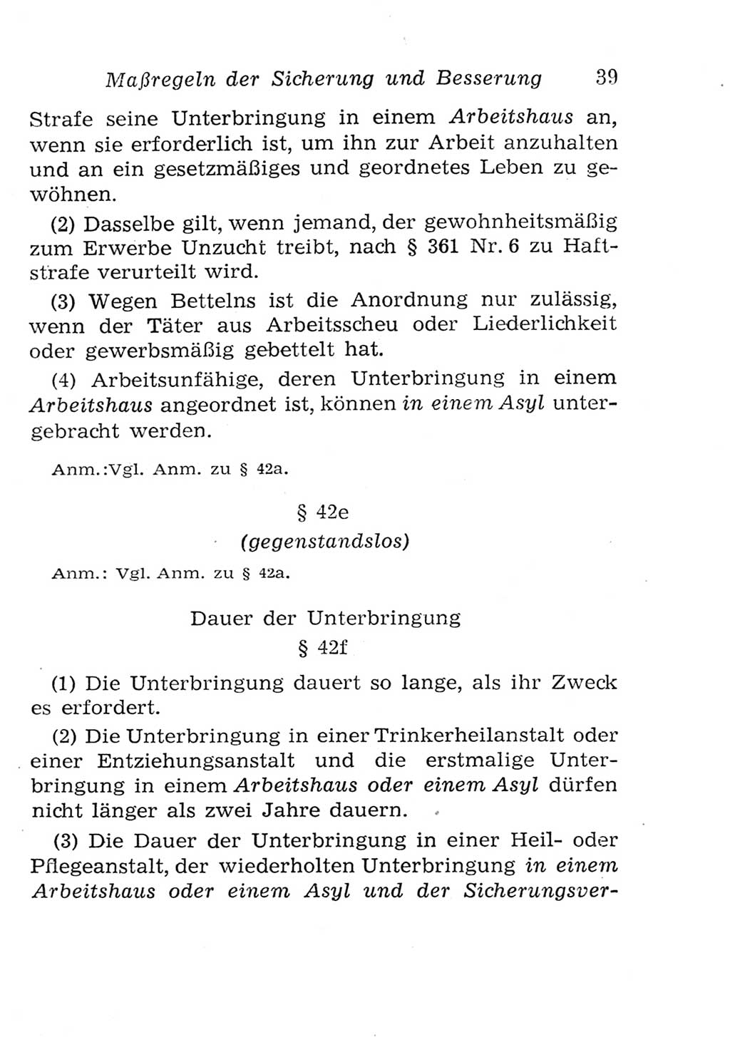 Strafgesetzbuch (StGB) und andere Strafgesetze [Deutsche Demokratische Republik (DDR)] 1957, Seite 39 (StGB Strafges. DDR 1957, S. 39)